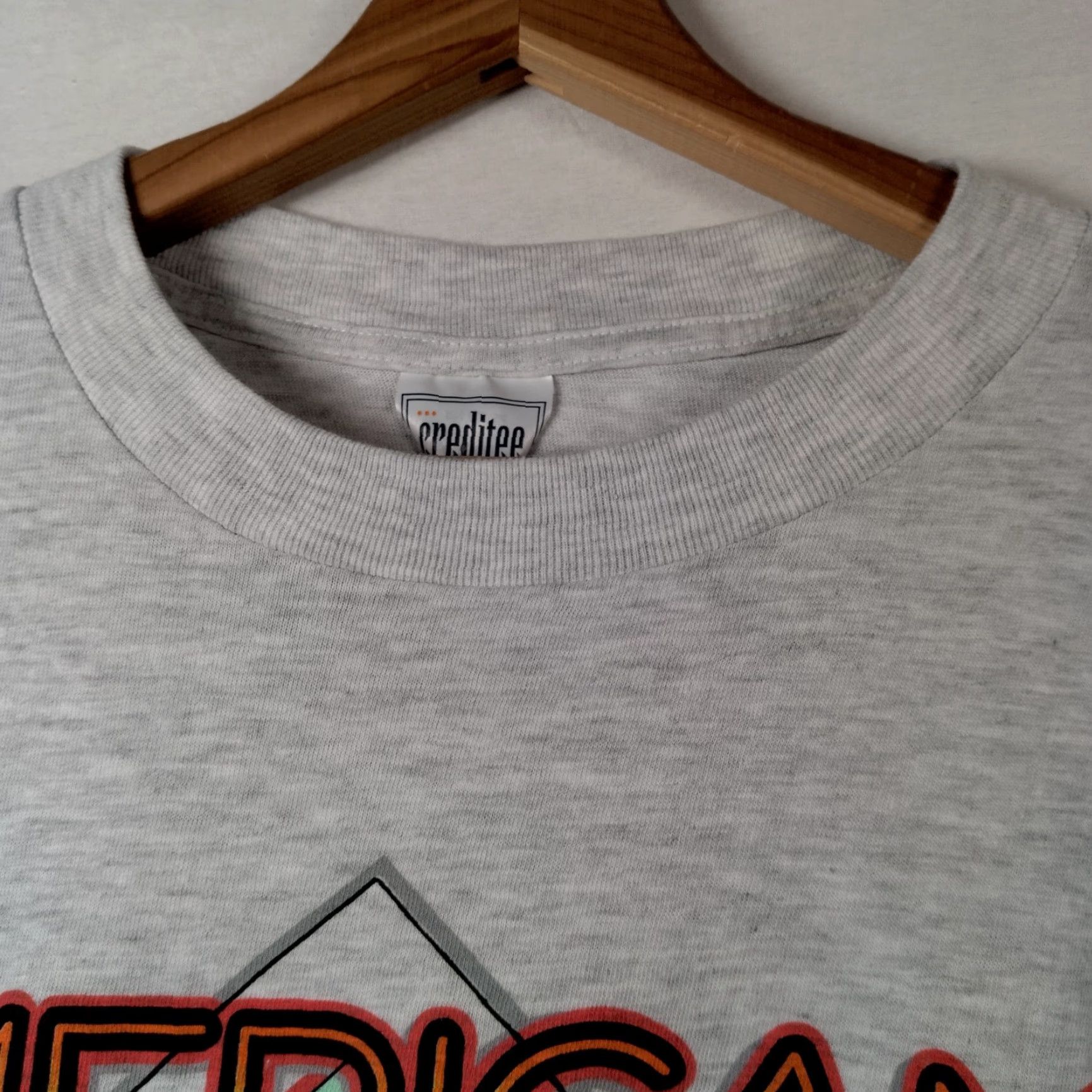 Vintage VINTAGE Creditee Men T-Shirt XL Gray American Diner Food Graphic 80s Single Stitch Cotton Size US XL / EU 56 / 4 - 7 Thumbnail