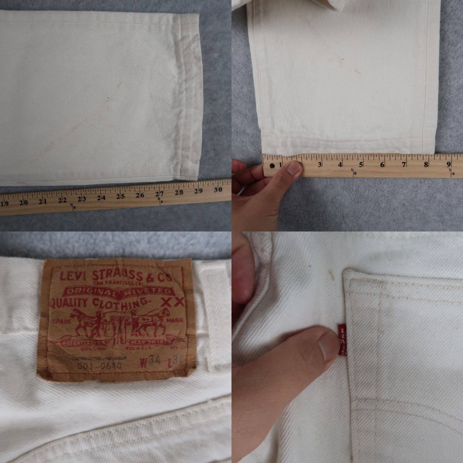 Levi's Vintage Levis 501 Size 34x30 (31x29) Jeans Straight Denim White Mens USA 80s Size US 34 / EU 50 - 9 Thumbnail