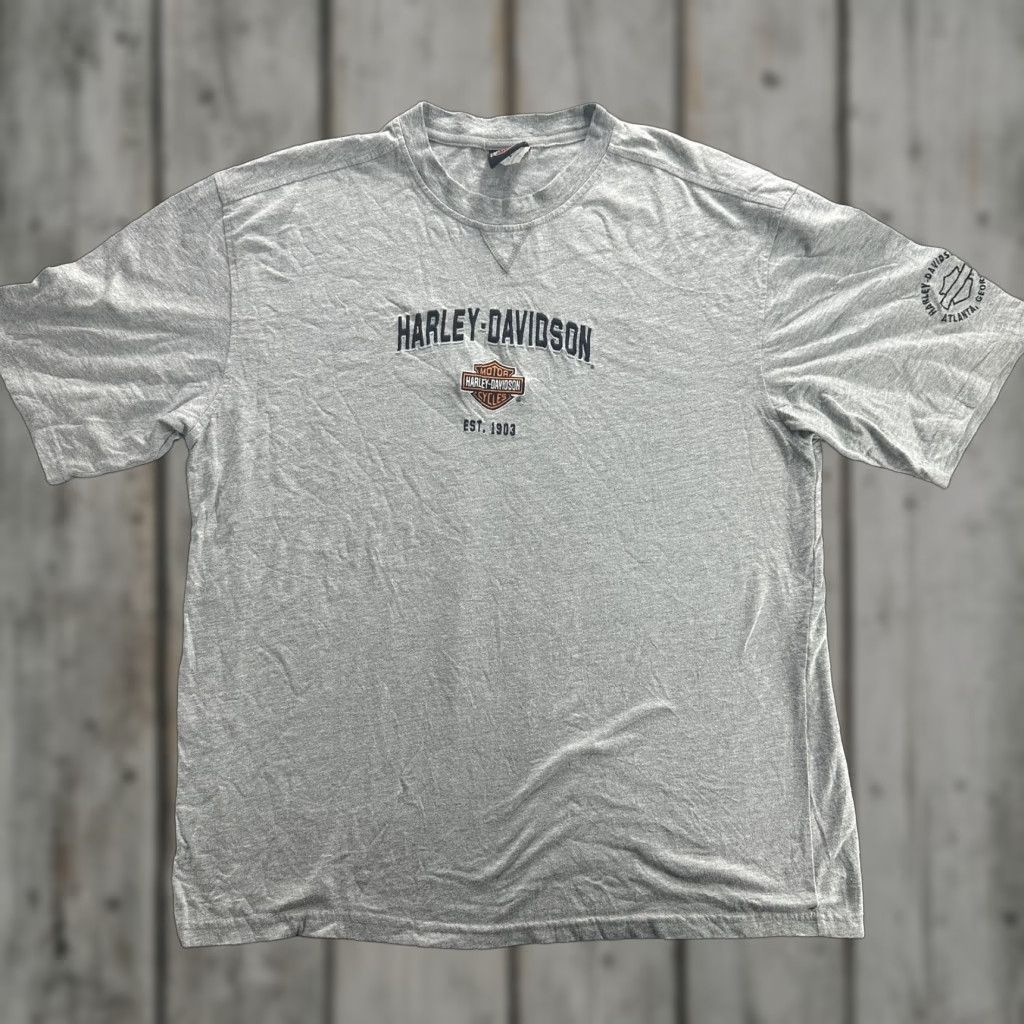 Harley Davidson VINTAGE/ Harley-Davidson Shirt Mens XL Gray Atlanta Georgia Bar Shield Tee Motorcycle Biker Logo Size US XL / EU 56 / 4 - 1 Thumbnail