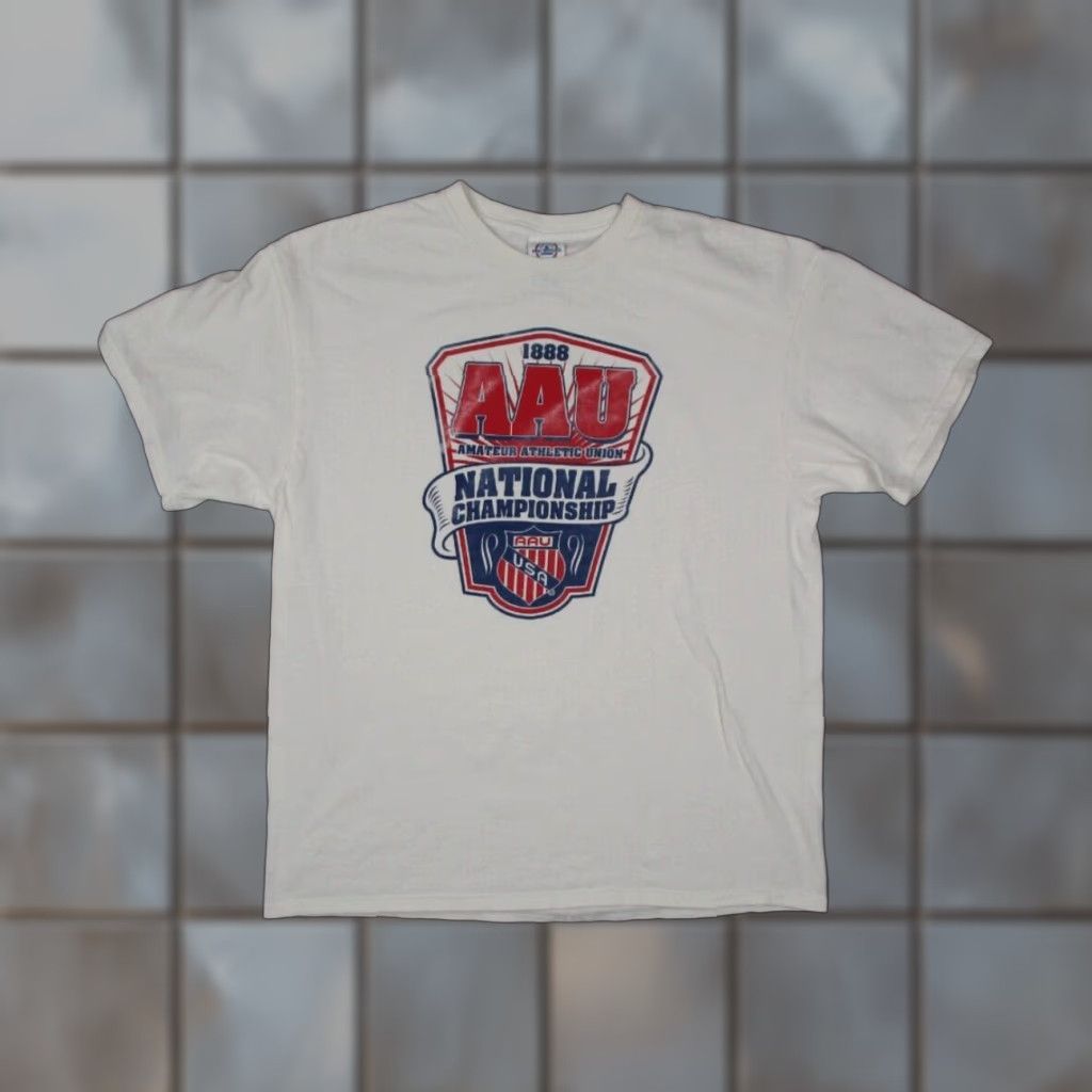 Delta VINTAGE Delta Men's T-Shirt Large White 90s Sports AAU National Championship Retro Crew Neck Size US L / EU 52-54 / 3 - 1 Thumbnail
