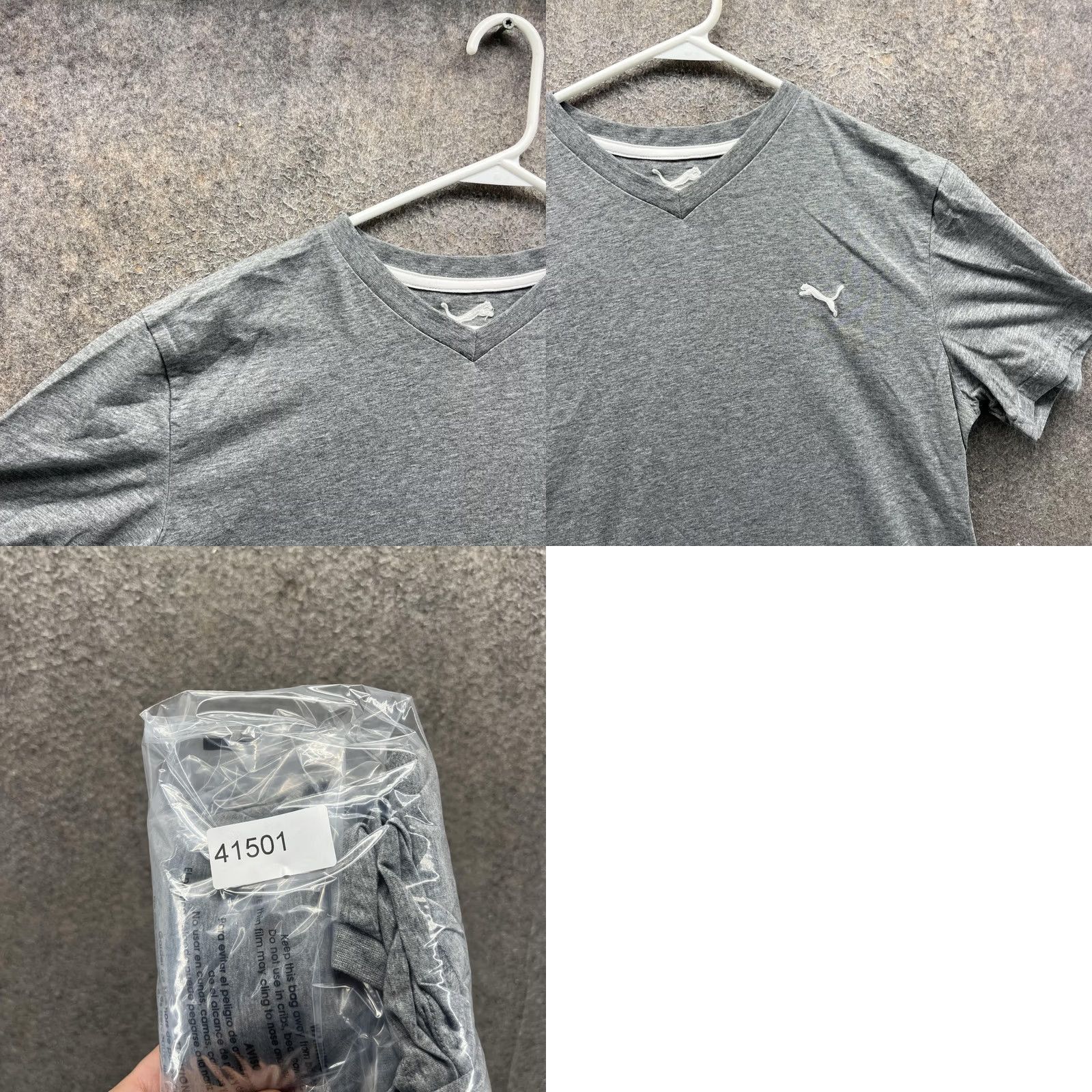 Puma Puma Shirt Mens Large Gray DryCELL V Neck Short Sleeve Athletic Performance Top Size US L / EU 52-54 / 3 - 8 Thumbnail