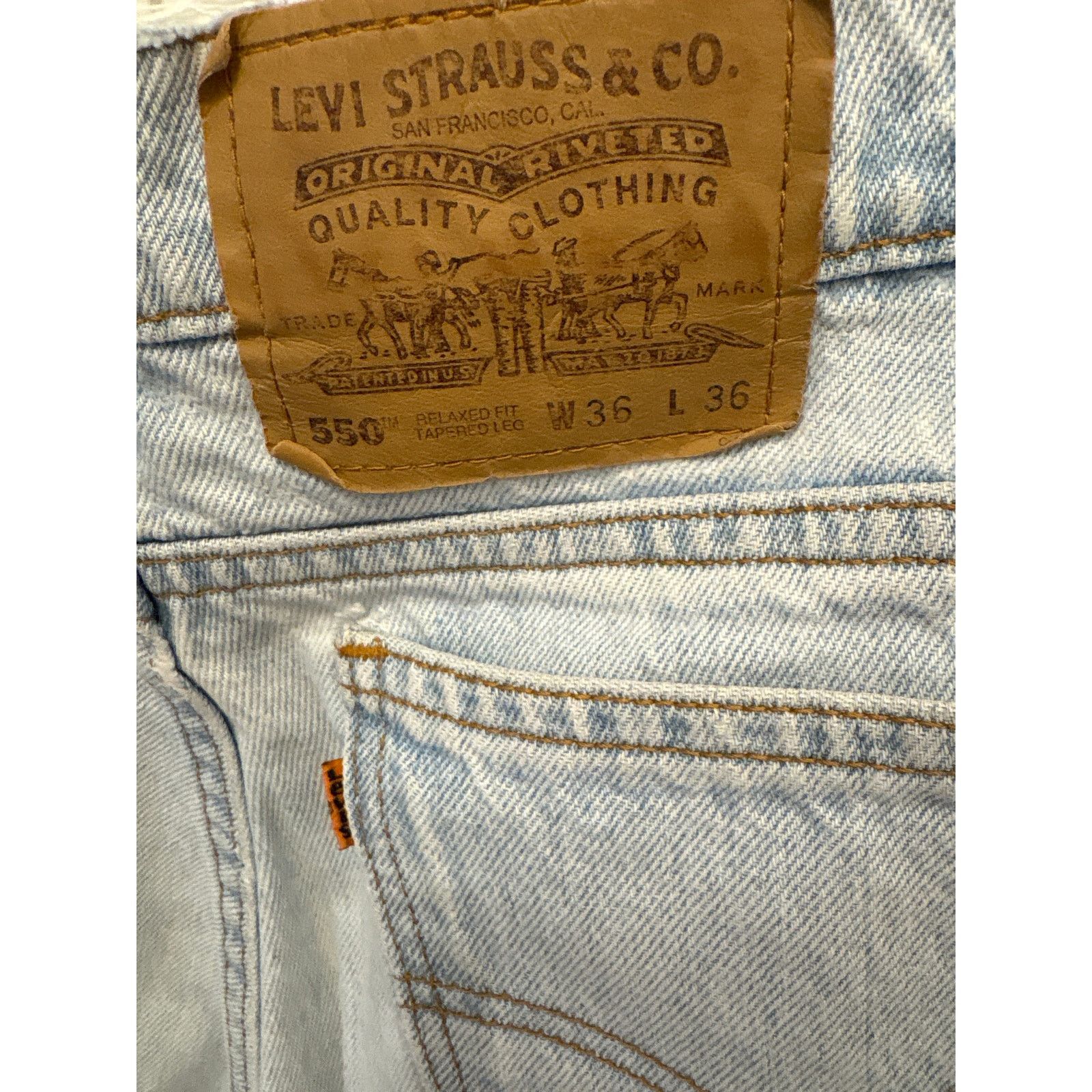 Levi's VTG 95 Levi's 550 orange tab 36x36 thrash bleach light wash Size US 36 / EU 52 - 1 Thumbnail