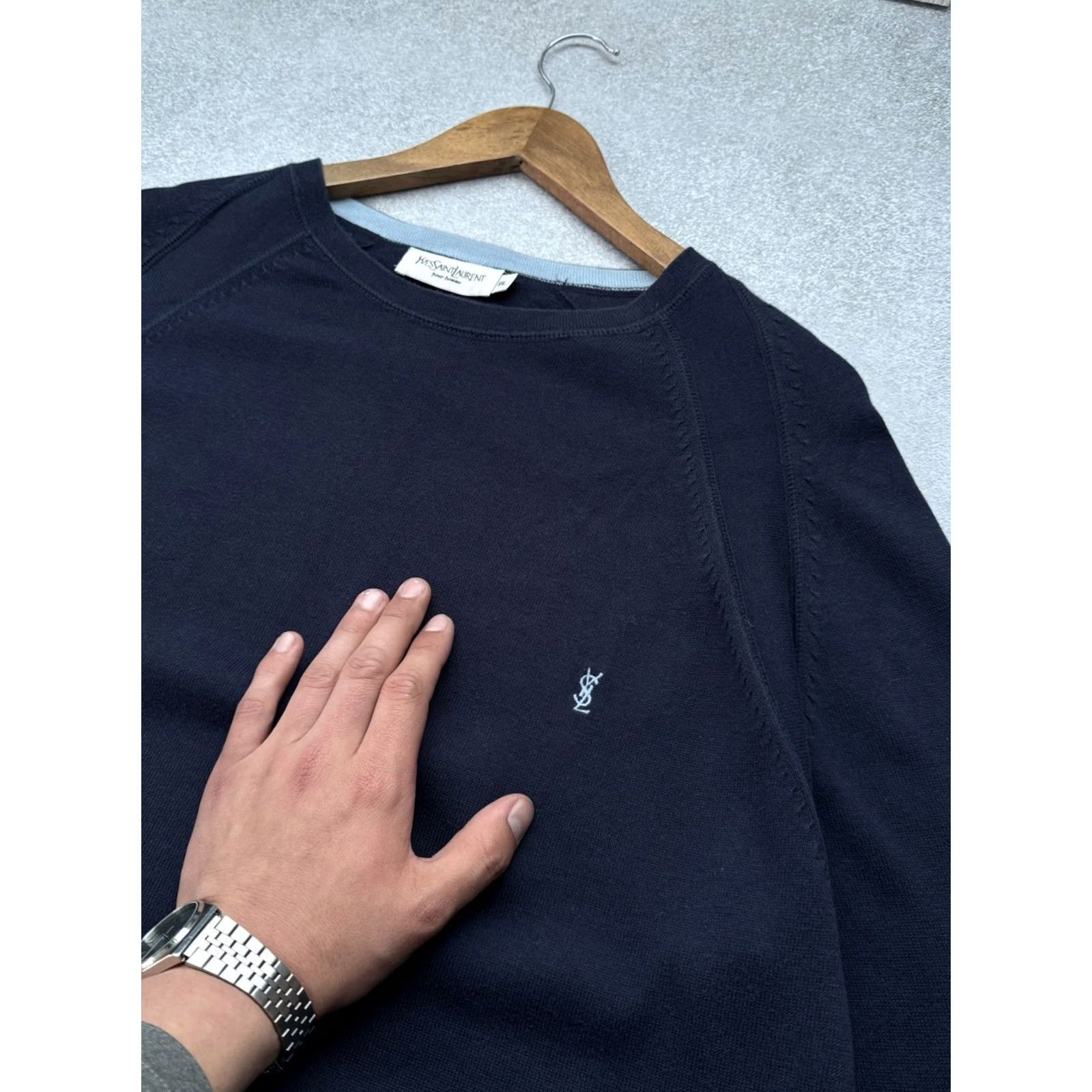 Yves Saint Laurent VINTAGE Yves Saint Laurent YSL Sweater XXL Navy Cotton Luxury Men’s Pullover Size US XXL / EU 58 / 5 - 3 Thumbnail