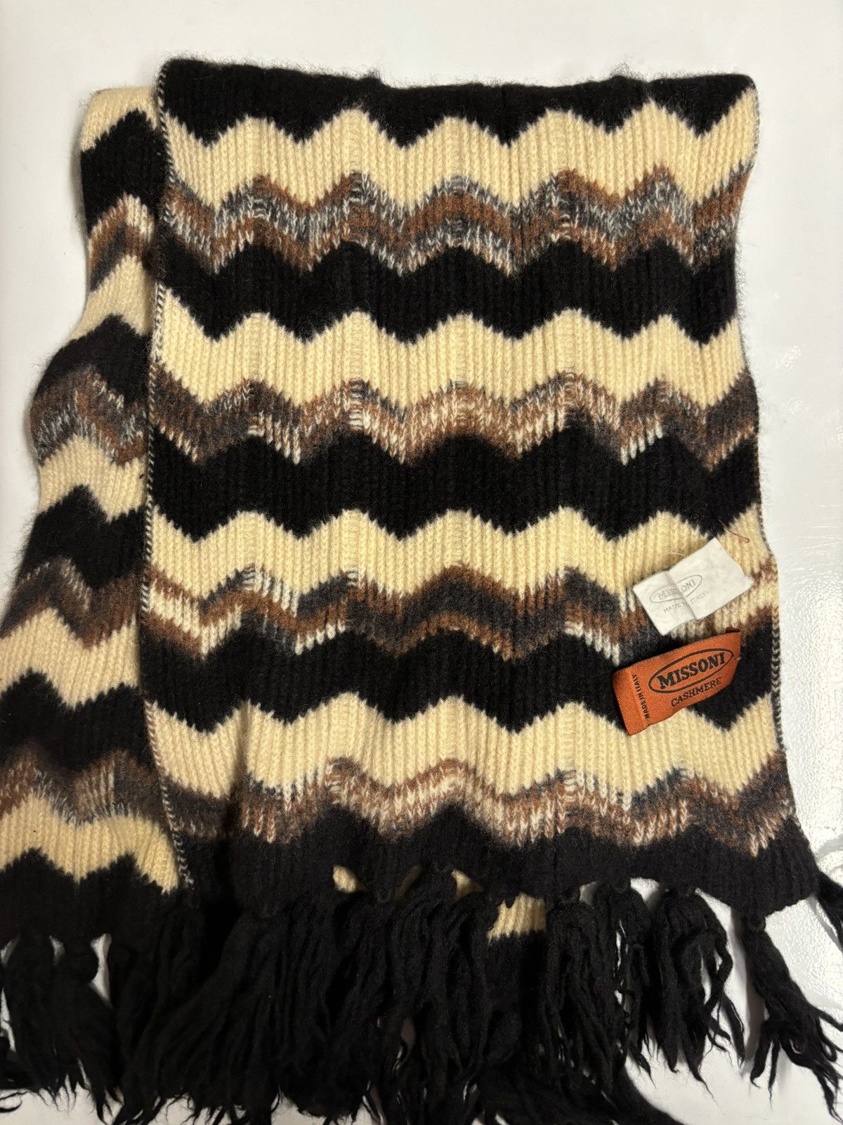 Dark Brown popular with Multi-Coloured Stripe Pattern Cashmere stole