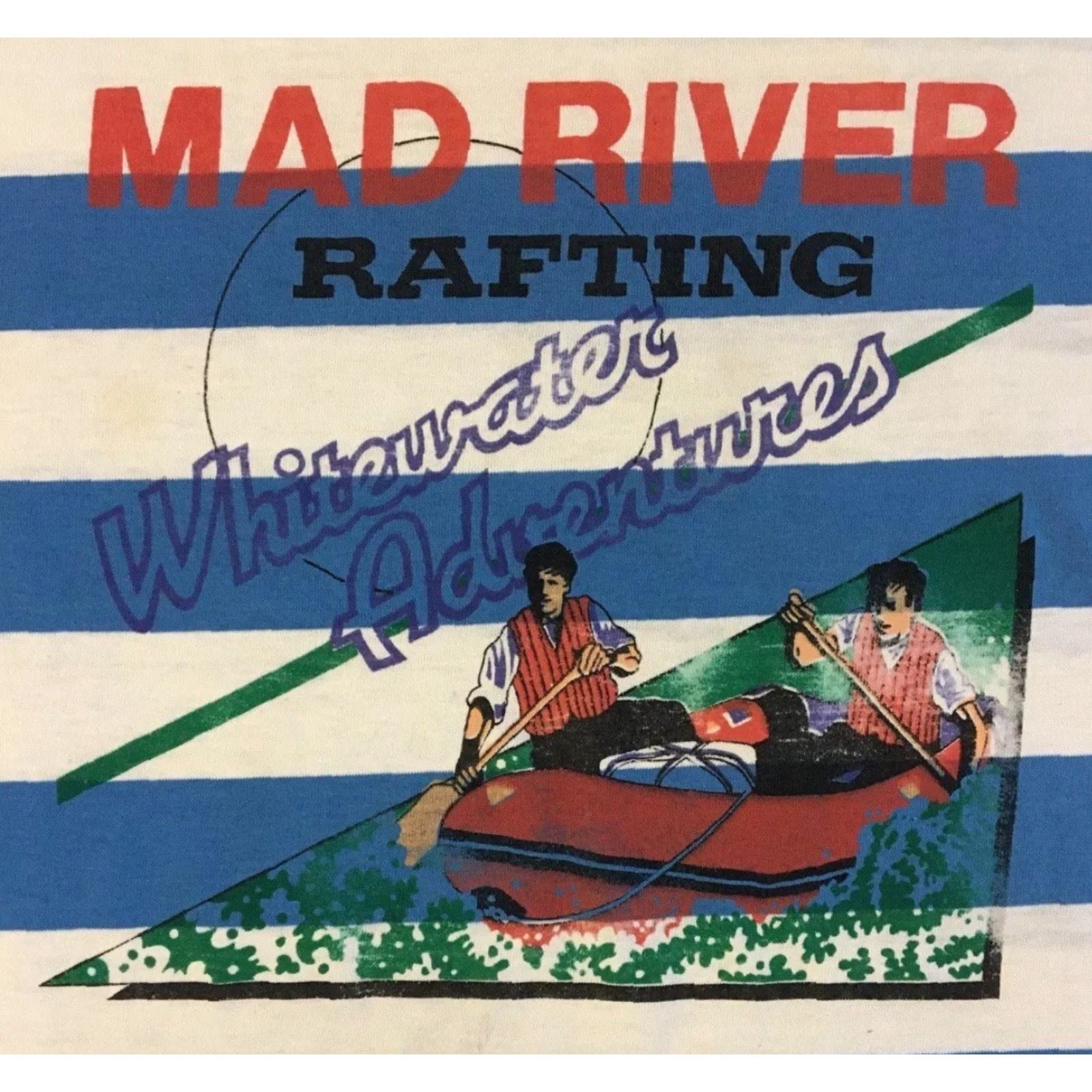 Vintage VINTAGE Mad River Whitewater Rafting Faded Striped Shirt L Blue/White Mens T-Shirt 80s 90s Grunge Beach Surf Skate Rock University USA Bar Size US L / EU 52-54 / 3 - 2 Thumbnail