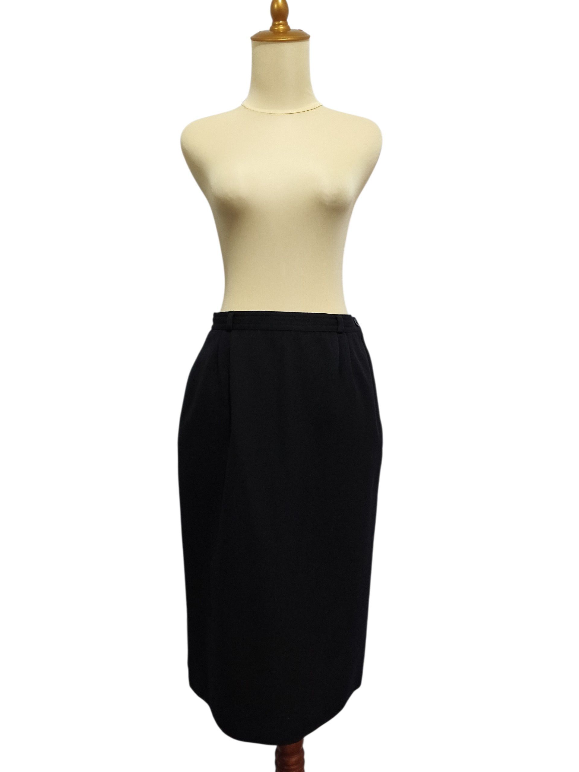 Valentino 💥90s Valentino Garavani Miss V Black Wool Midi Skirt Size 28" / US 6 / IT 42 - 1 Thumbnail