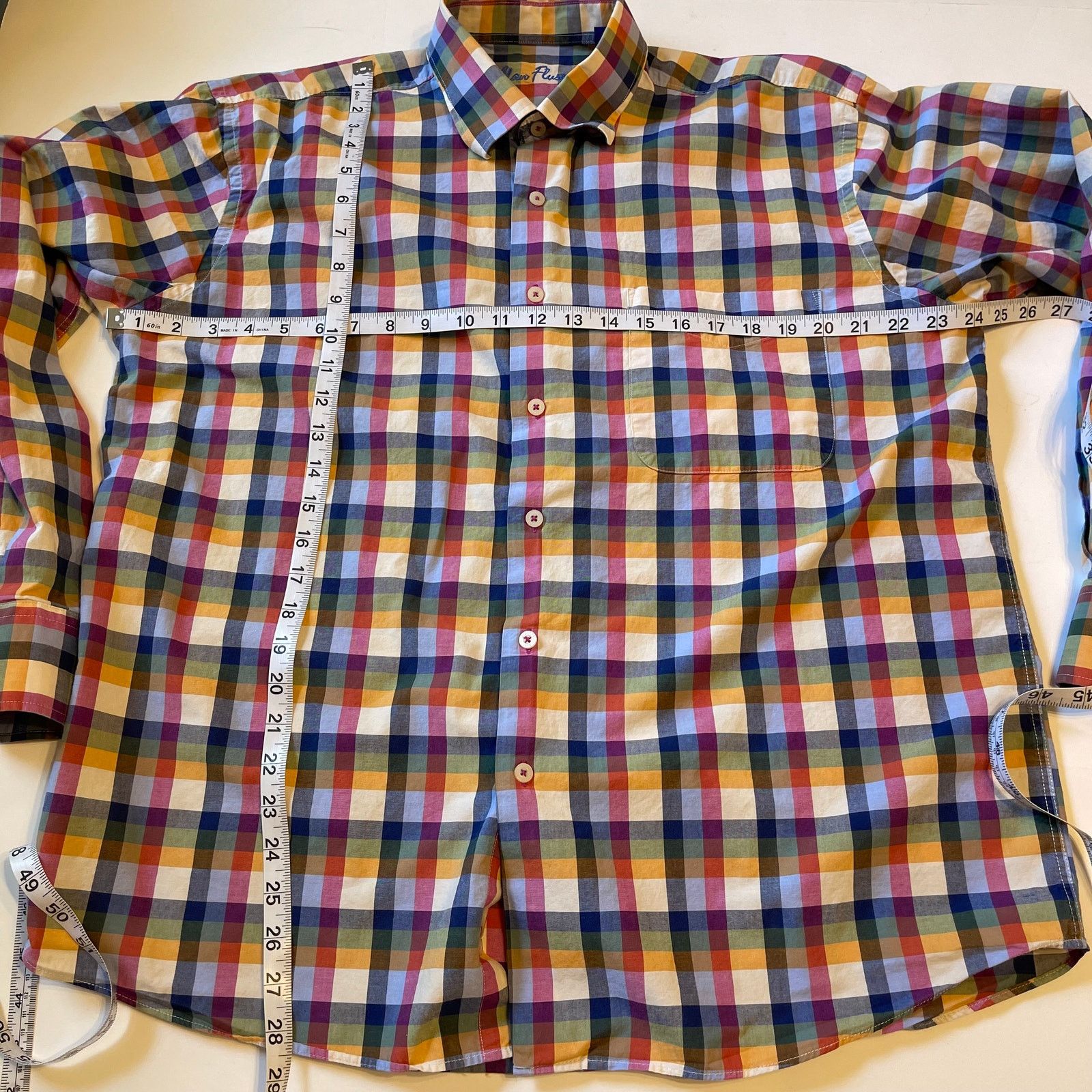 Alan Flusser Alan Flusser Men's Plaid Button Down Shirt, L Size US L / EU 52-54 / 3 - 5 Thumbnail