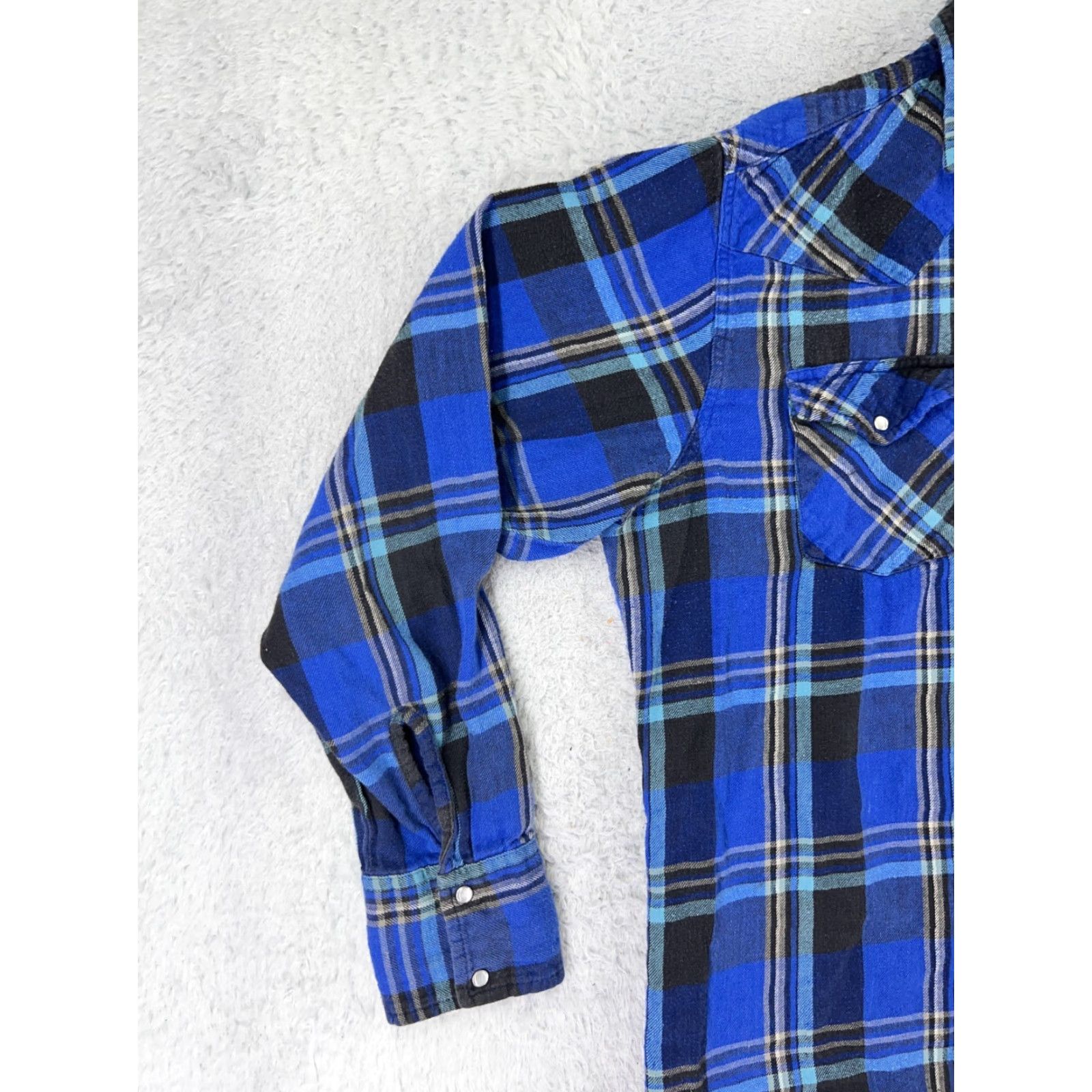 Wrangler Wrangler Shirt Men XL Blue Plaid Cotton Flannel Pocket Button-Up Western Cowboy Casual Workwear Vintage: No Size US XL / EU 56 / 4 - 5 Thumbnail