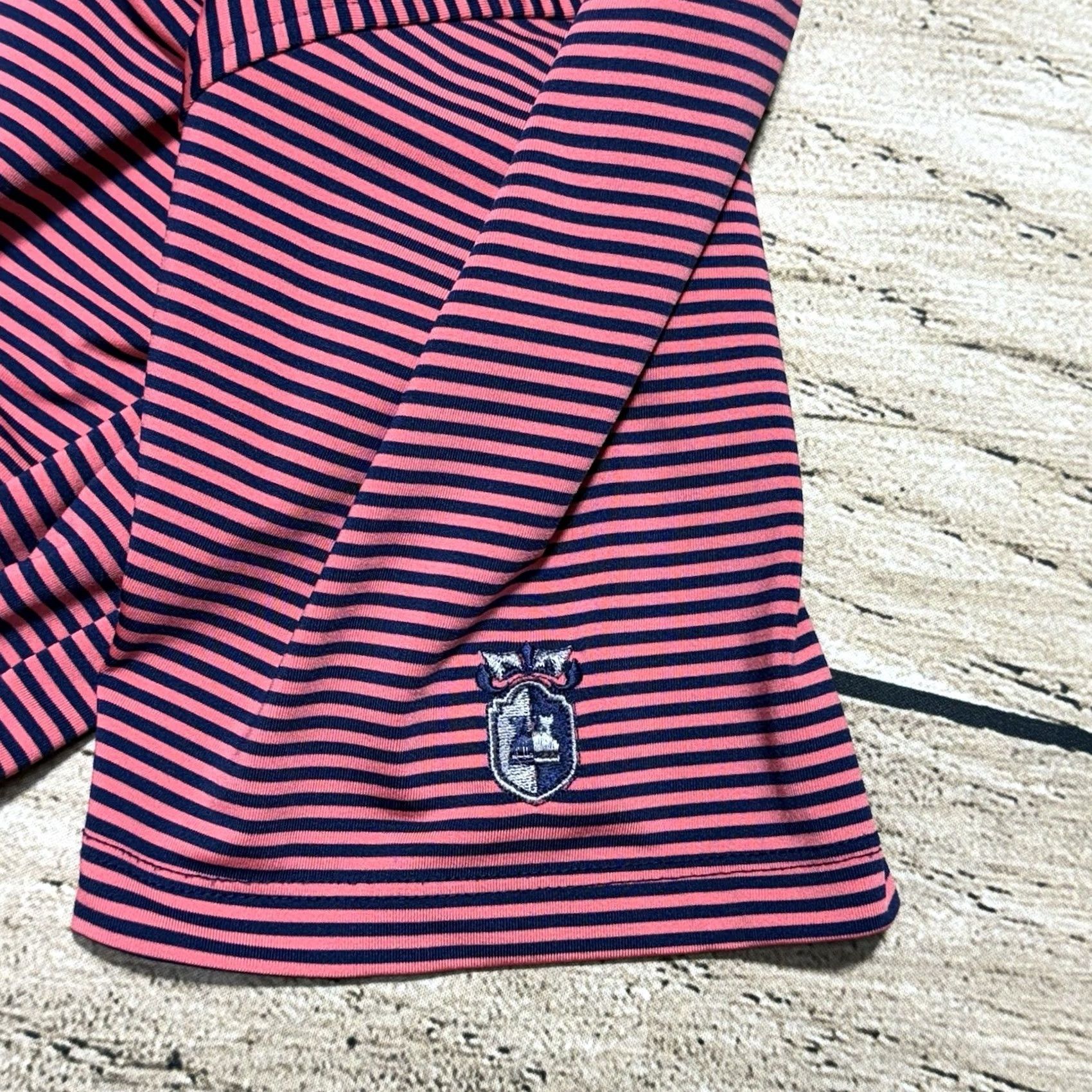 Vintage Greyson Polo Shirt Mens M Pink Blue Striped Wolf Logo Golf Club Stretch Shirt Size US M / EU 48-50 / 2 - 4 Thumbnail