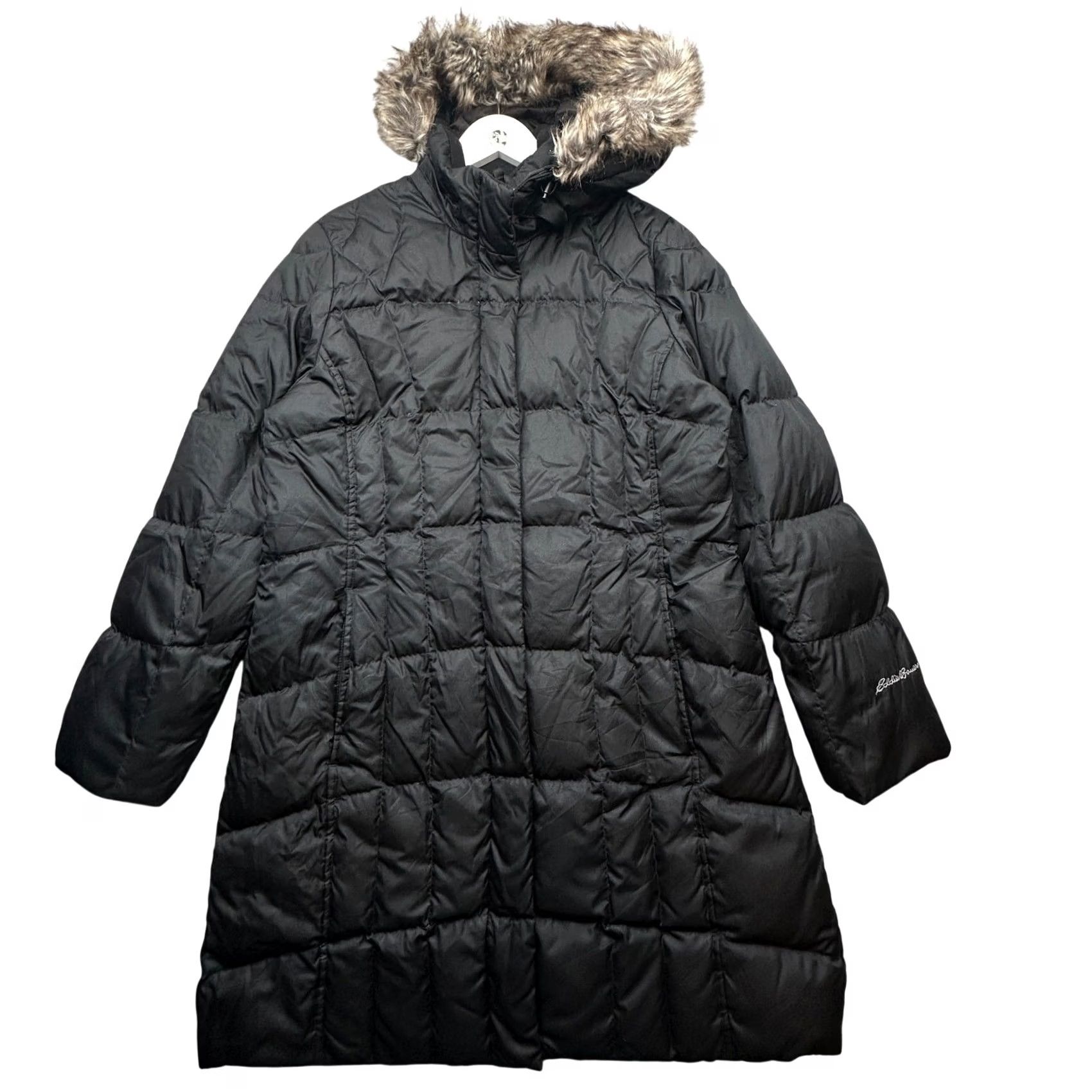 Eddie Bauer Eddie Bauer Lodge Down Parka Fur Trim Hooded Jacket Womens Large Black Quilted Parka Jacket Long Sleeve Zip Pockets Vintage No Size L / US 10 / IT 46 - 2 Thumbnail