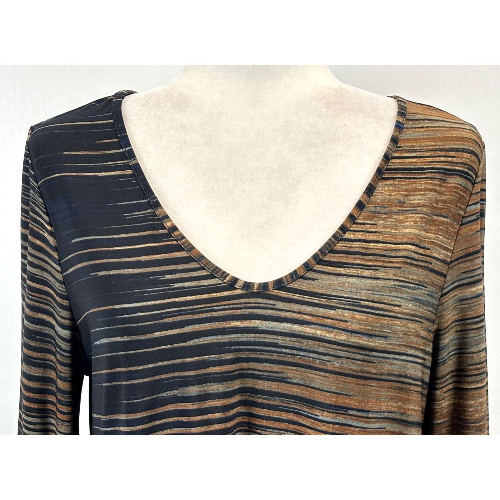 Vintage Clara Sun Woo Tunic Top Womens M Black Brown Gray Stretchy Asymmetrical USA Made Size M / US 6-8 / IT 42-44 - 5 Thumbnail