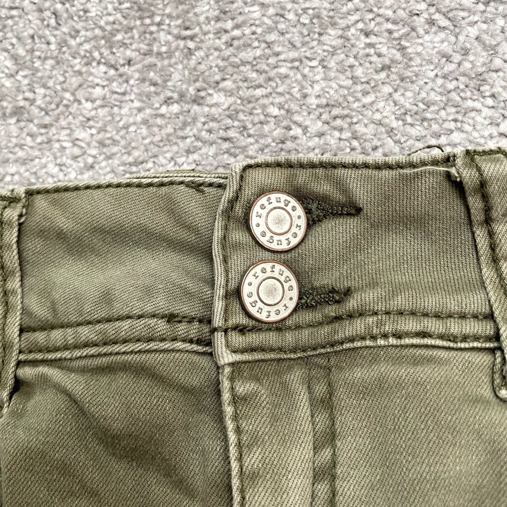 Denime Refuge Jeans Skinny Denim Womens 6 Army Green 30x27.5 Stretch Distressed Button Zip 5-Pocket Regular Size 28" / US 6 / IT 42 - 3 Thumbnail