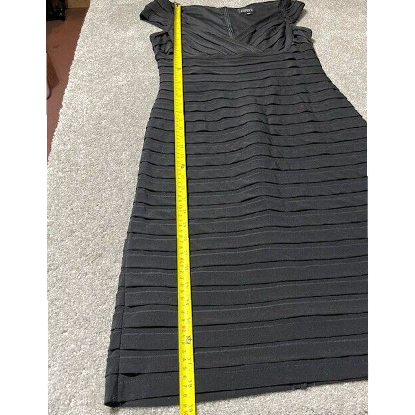 Adrianna Papell Adrianna Papell Cocktail Dress 10 Black Knee Length Cap Sleeve V-Neck LBD Party/Cocktail Women Size L / US 10 / IT 46 - 6 Thumbnail