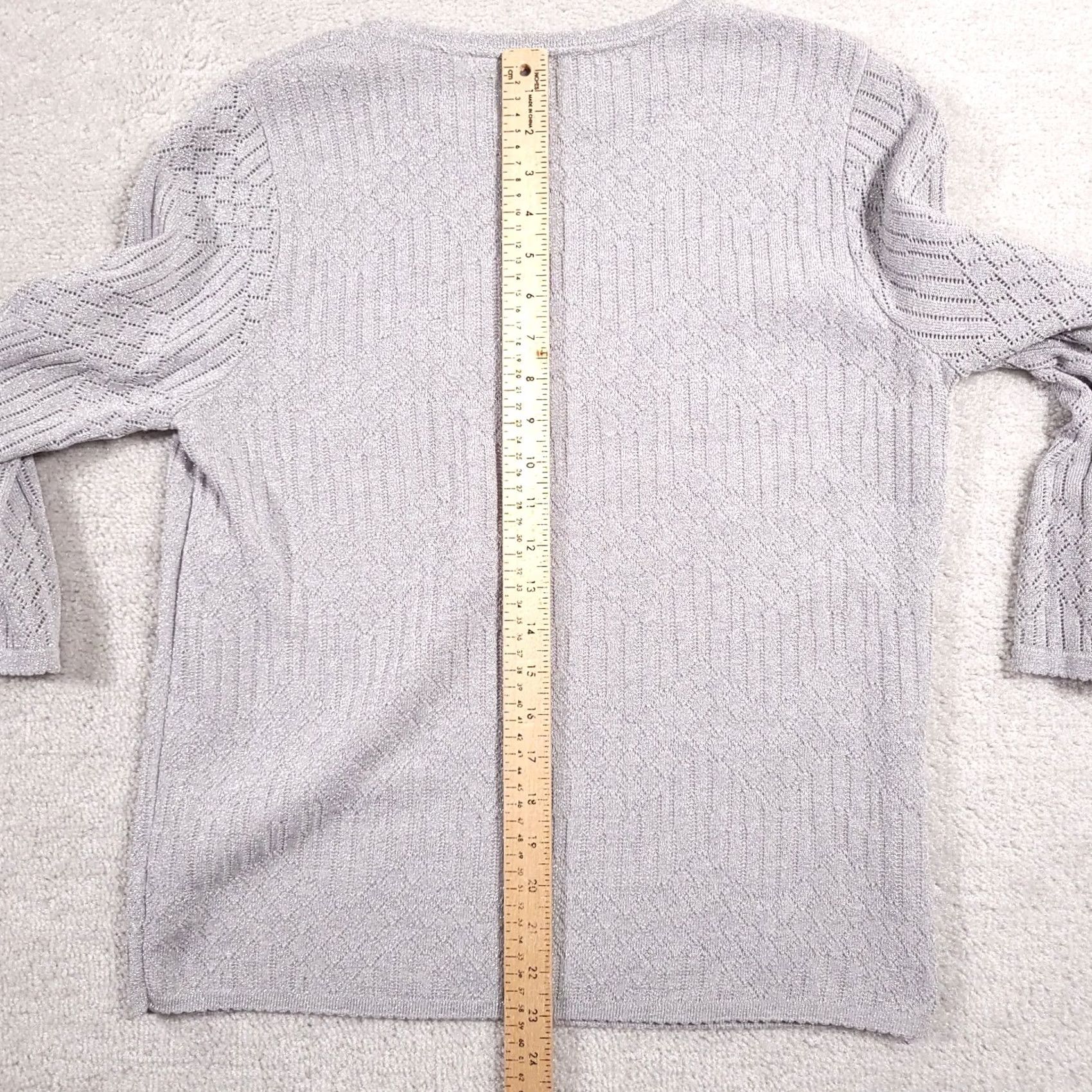 Vintage VINTAGE Alfred Dunner Knit Sweater Women's Small Gray Glitter USA 3/4 Sleeve Size S / US 4 / IT 40 - 7 Thumbnail