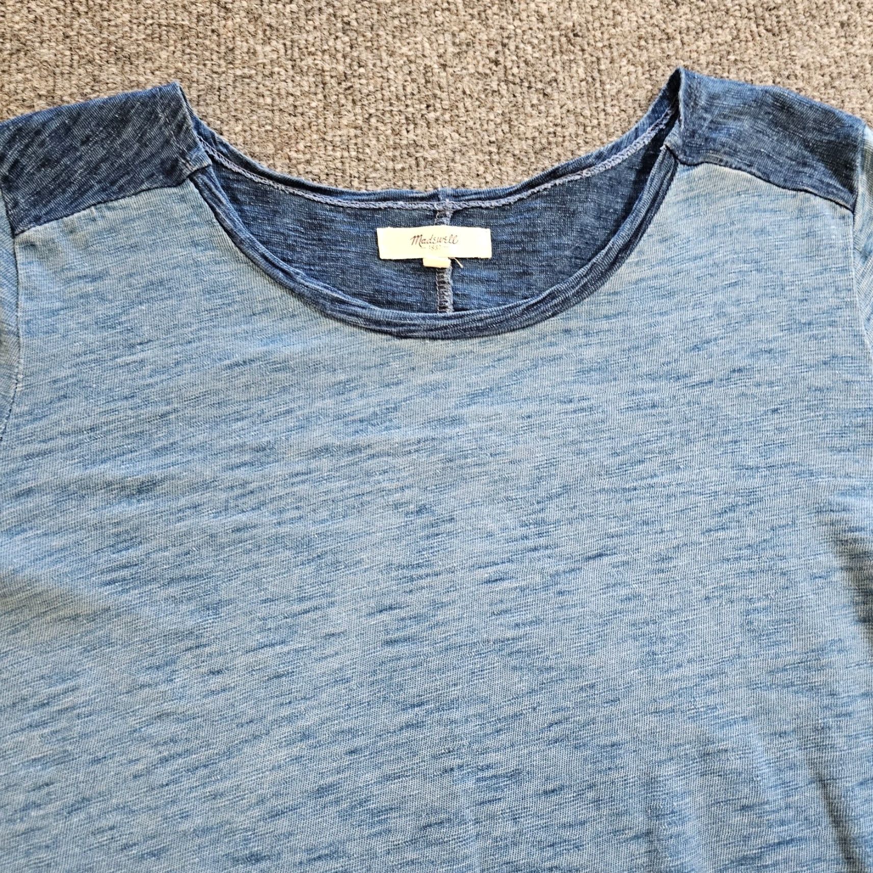 Madewell Madewell Shirt Womens Large Blue Long Sleeve Colorblock Knit Basic Size L / US 10 / IT 46 - 2 Thumbnail