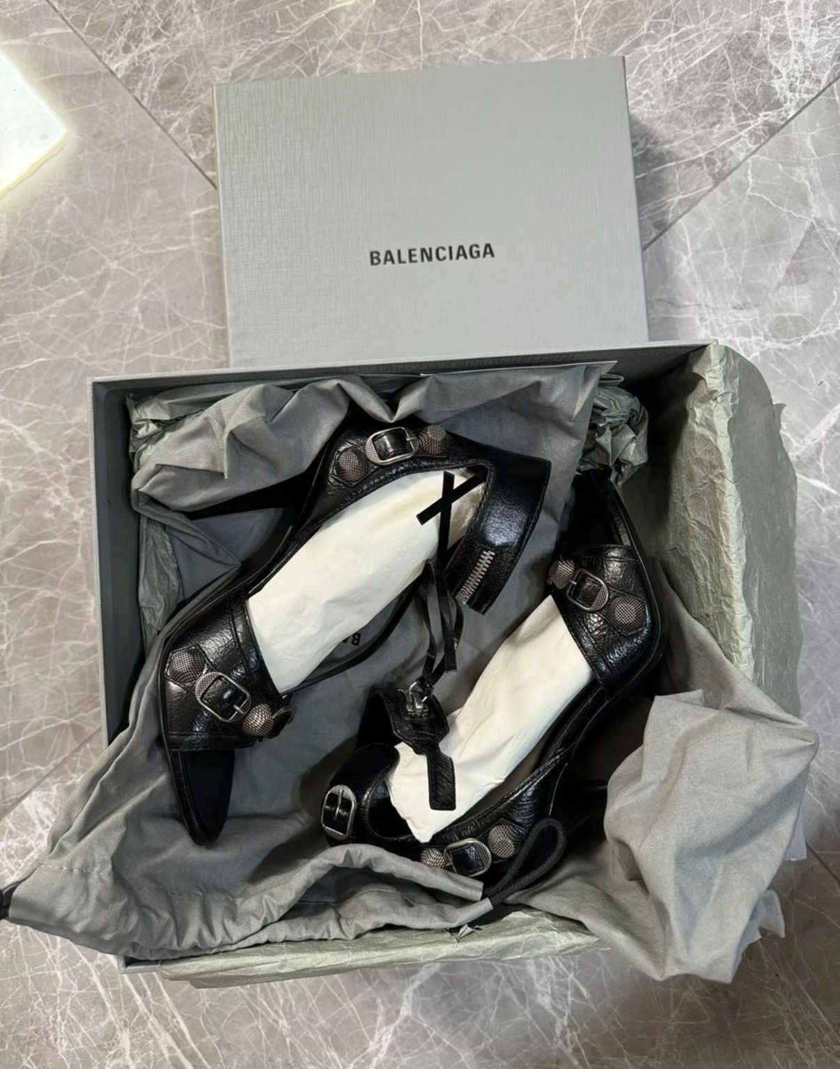 Balenciaga Balenciaga Cagole Studded Strap High Heel Sandals K6 