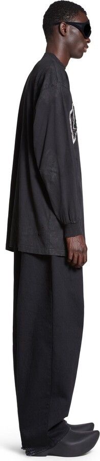 Balenciaga o1w1db10425 Skater Long Sleeve T- Shirt Oversized in Black Size US L / EU 52-54 / 3 - 4 Thumbnail