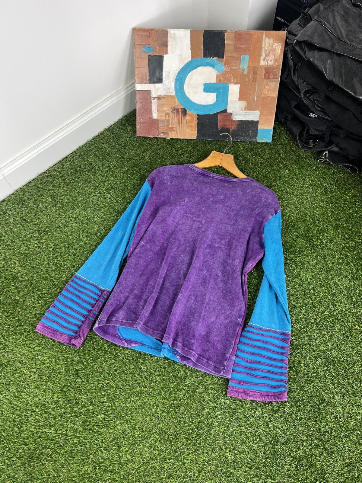 Handmade Vintage 90s Nepal Handmade Painted TieDye Long Sleeves Shirt Size L / US 10 / IT 46 - 8 Thumbnail