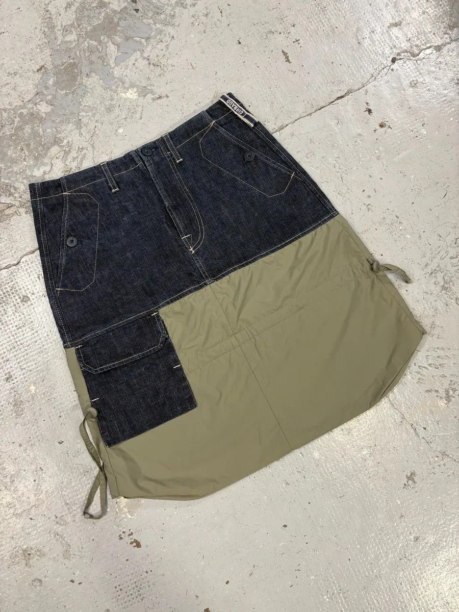 Marithe + Francois Girbaud × Vintage 2000s Marithé + François Girbaud Brut Denim Hybrid Olive Nylon Skirt Size 27" / US 4 / IT 40 - 3 Thumbnail