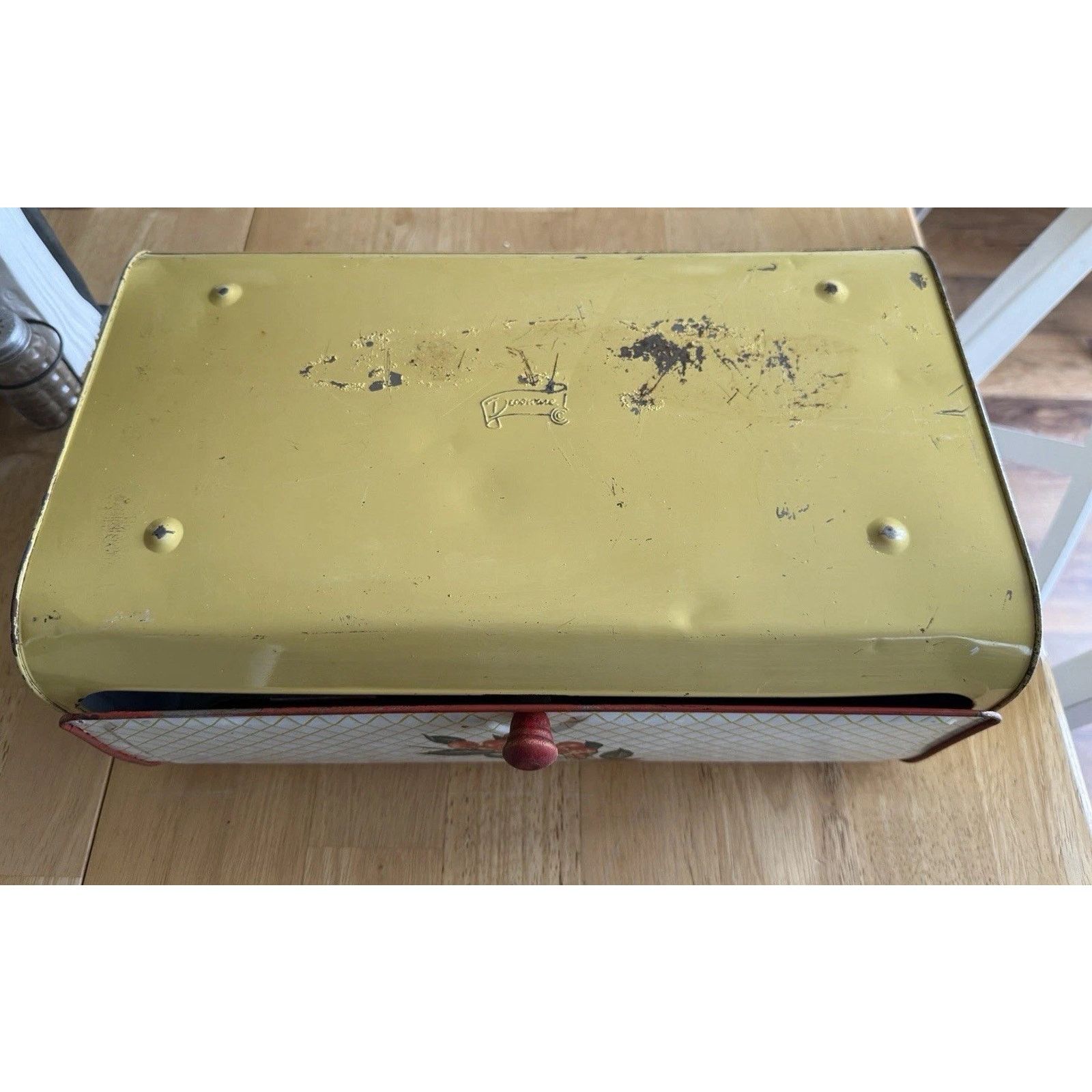 Other Vintage Decoware Metal Bread Box w/Yellow Lattice Pattern Size ONE SIZE - 9 Thumbnail