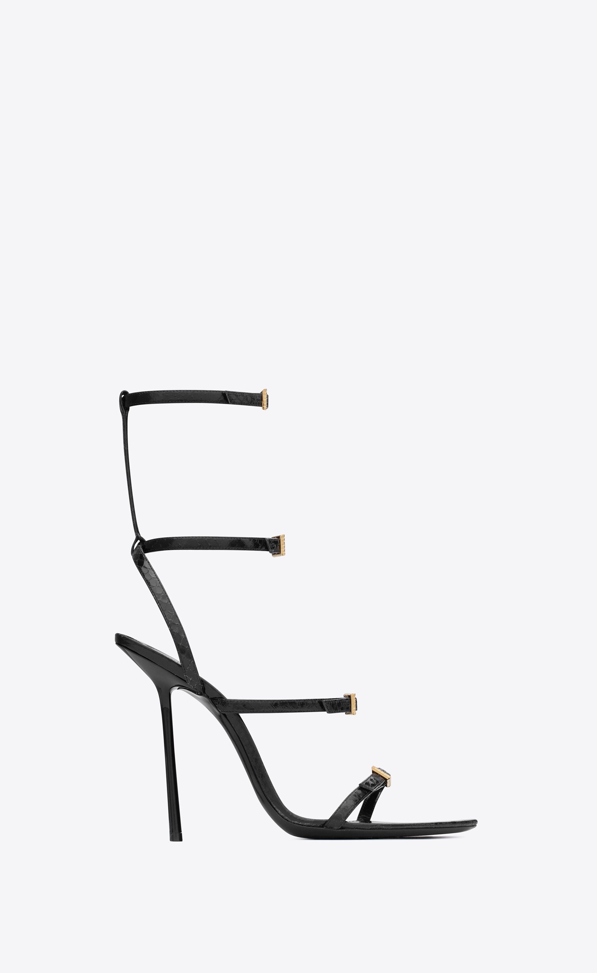 Saint Laurent Paris o1s1wg111224 Nuit Sandals in Lacquered Ayers in Black Size US 11 / IT 41 - 1 Thumbnail