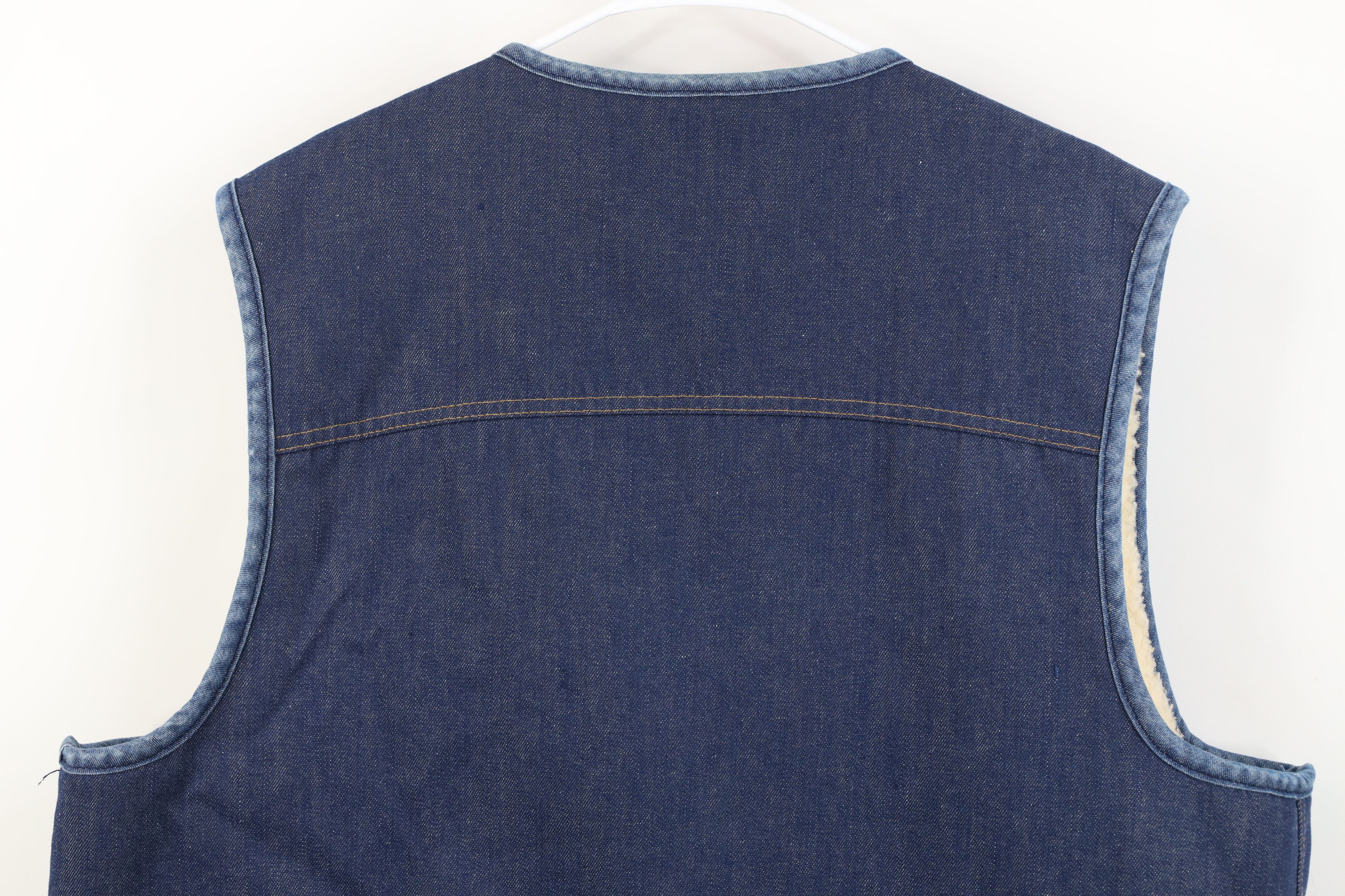 Vintage Vintage 60s 70s Streetwear Western Fleece Denim Vest Jacket Size US XXL / EU 58 / 5 - 13 Thumbnail