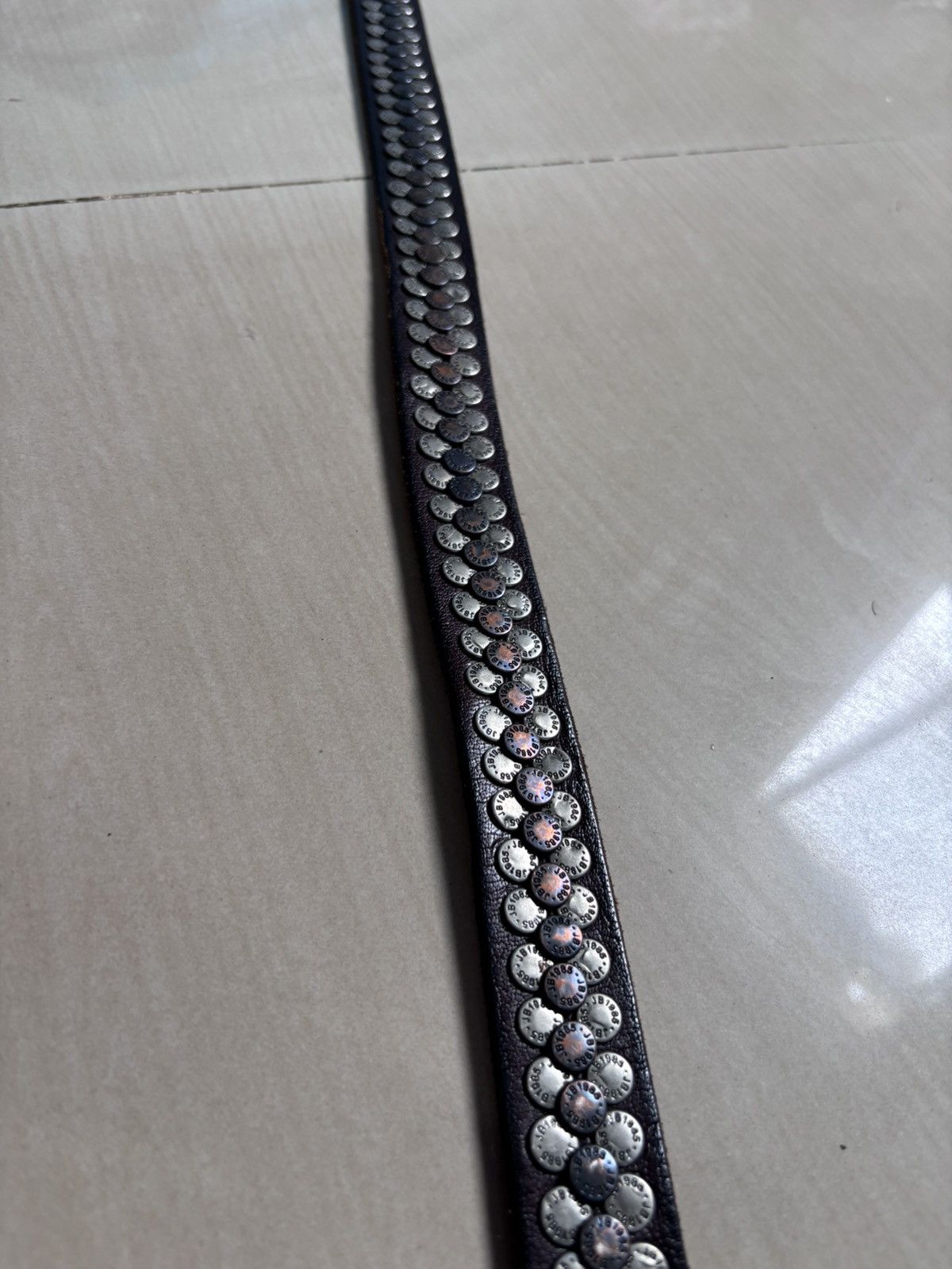 Other Brown Leather Belt with Silver Studs Size ONE SIZE - 2 Thumbnail
