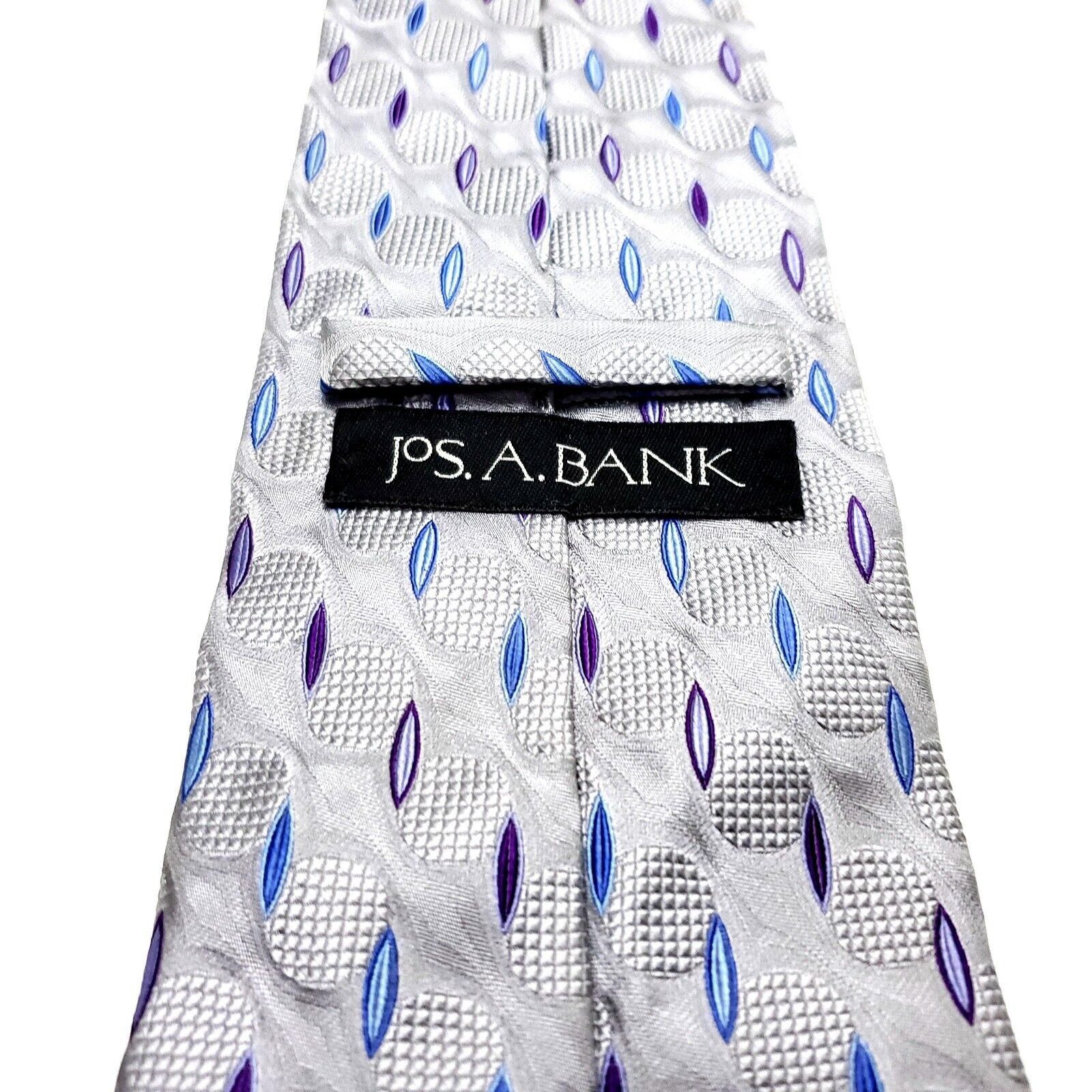 Jos. A. Bank Jos A Bank Silk Tie Woven Silver Geometric Size ONE SIZE - 4 Thumbnail