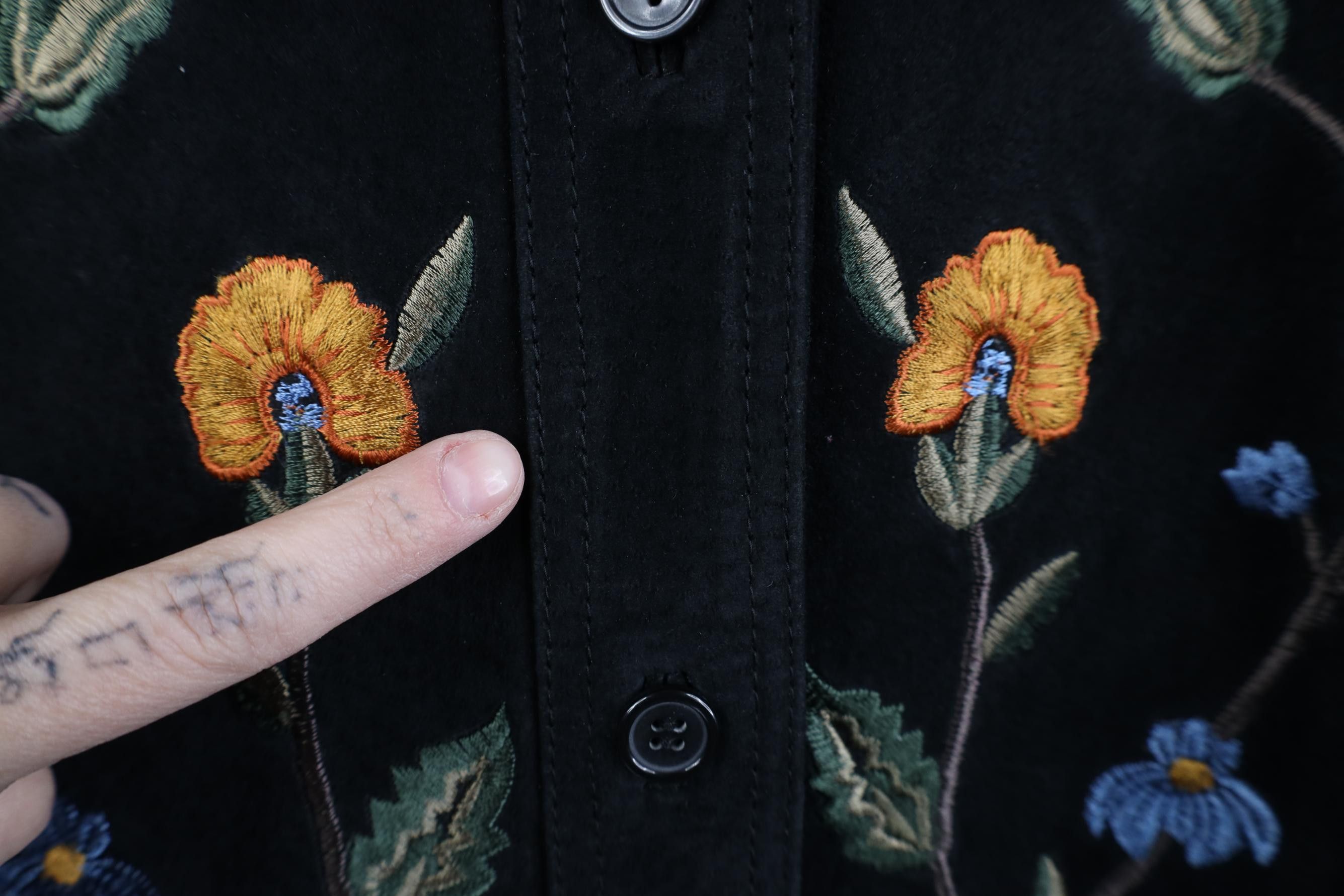 Vintage Vintage 90s Y2K Streetwear Flower Suede Leather Jacket Size L / US 10 / IT 46 - 5 Thumbnail