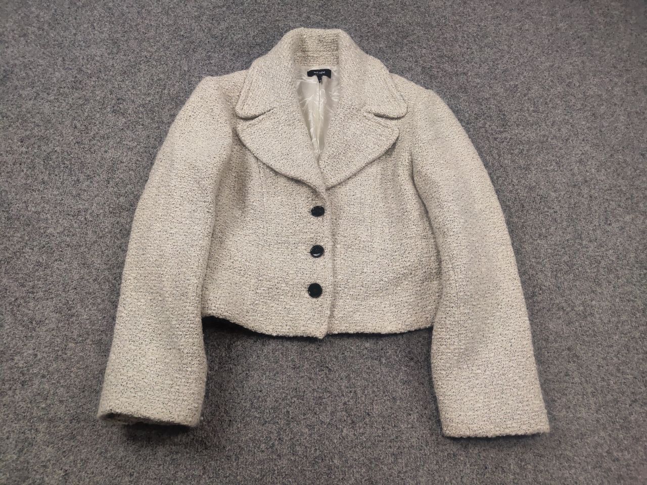 ME+EM Me+Em Meanden Tweed Crop Blazer Button Jacket Wool Blend Size XL / US 12-14 / IT 48-50 - 5 Thumbnail