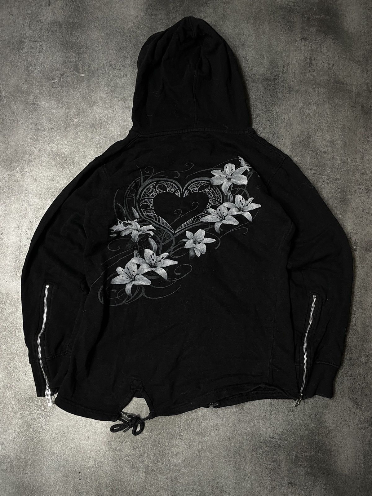 Vintage 🔥Offers🔥Vintage Y2K Hoodie Zip Flowers Love Rare Size L / US 10 / IT 46 - 1 Thumbnail
