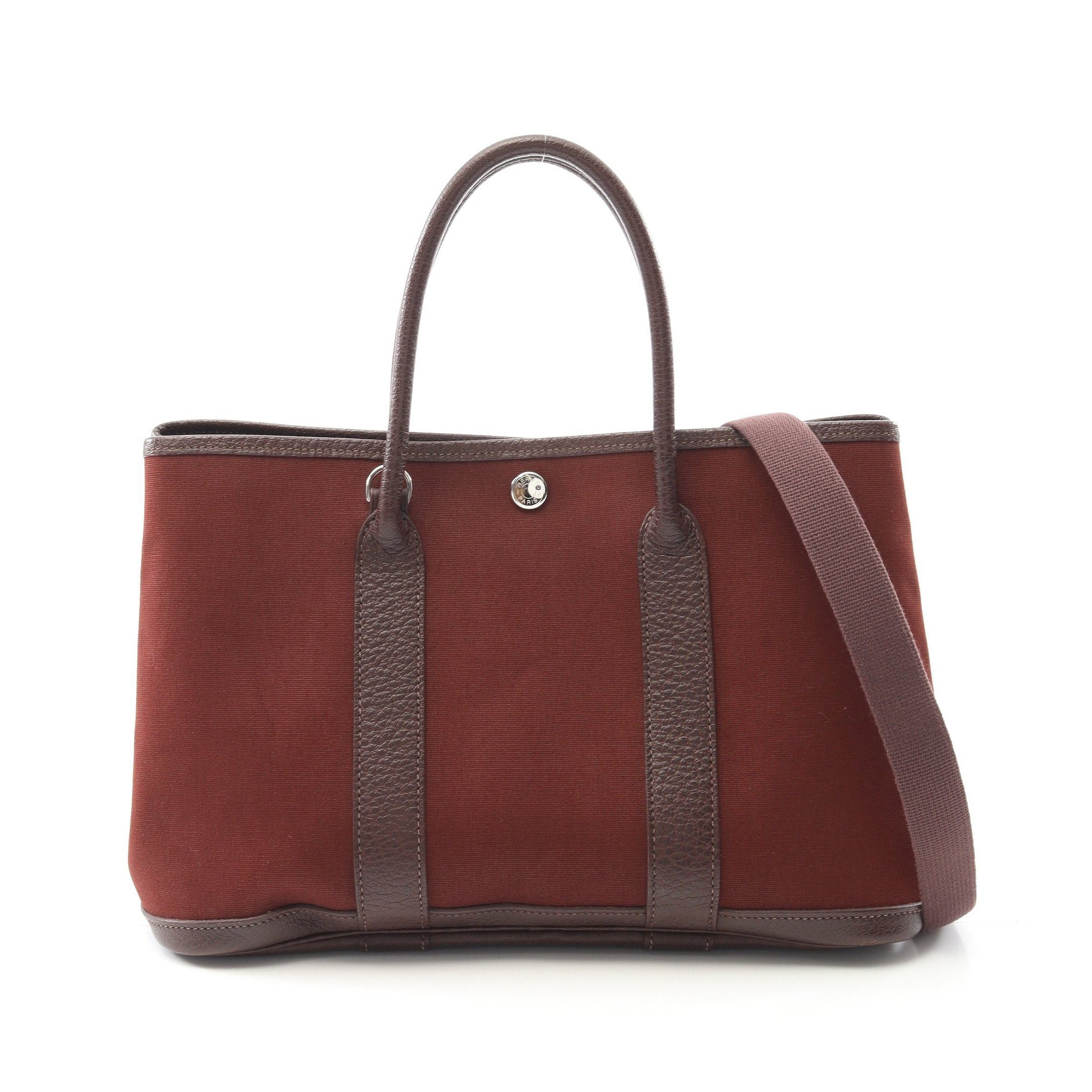 Hermes Hermes Garden Party Tpm Verso Rouge Ash Blue Indigo Handbag Tote Bag Toile Officier Negonda Leather Brown Dark Silver Hardware □I Stamp (Manufactured Around 2005) Size ONE SIZE - 1 Thumbnail