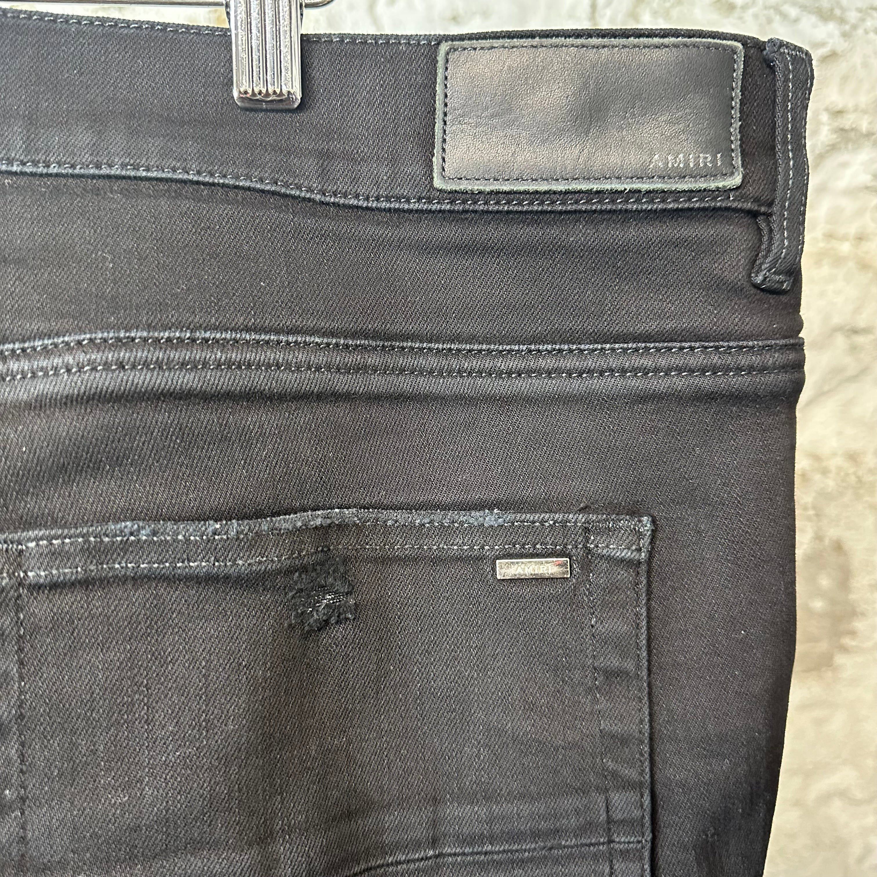 Amiri Amiri MX1 Green Leather Black Denim Jeans Sz 38 Size US 38 / EU 54 - 4 Thumbnail