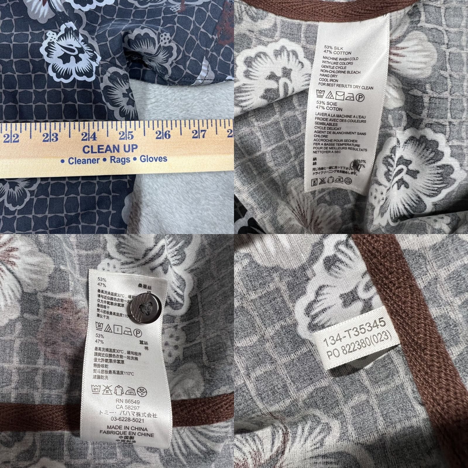 Tommy Bahama Tommy Bahama Shirt XL Black Hawaiian Button-Up Short Sleeve Collared Silk Cotton Spandex Floral Hibiscus Size US XL / EU 56 / 4 - 9 Thumbnail