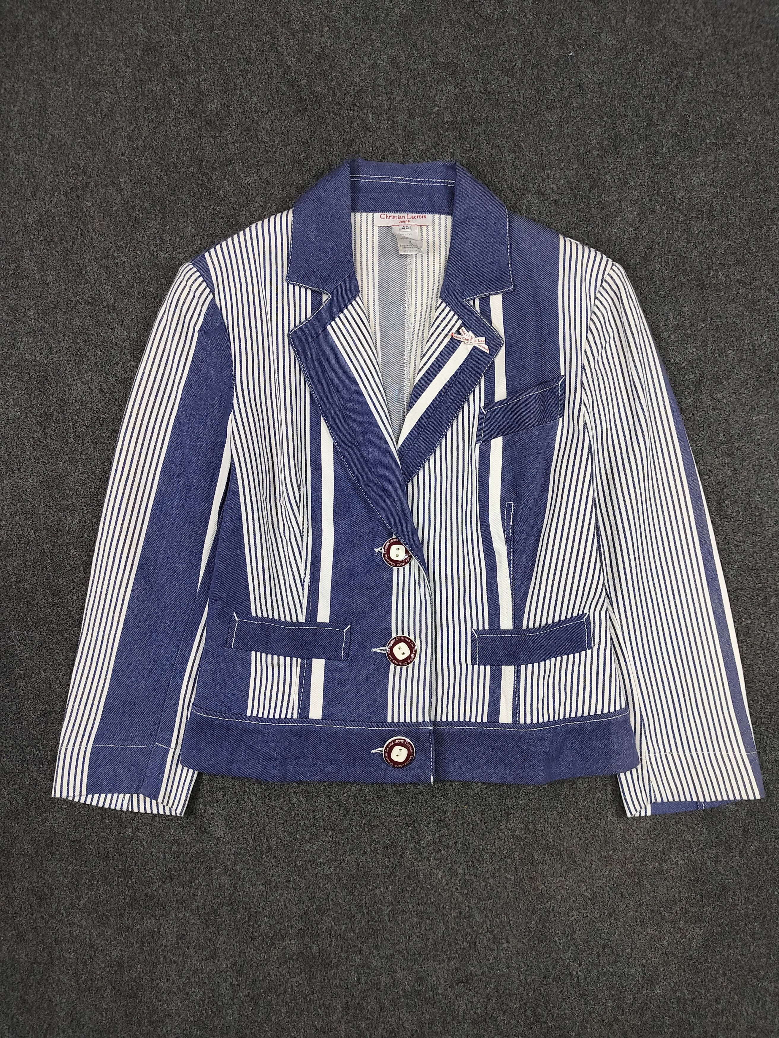 Christian Lacroix 00s Christian Lacroix Jeans Y2K Archive Striped Denim Blazer Size M / US 6-8 / IT 42-44 - 5 Thumbnail