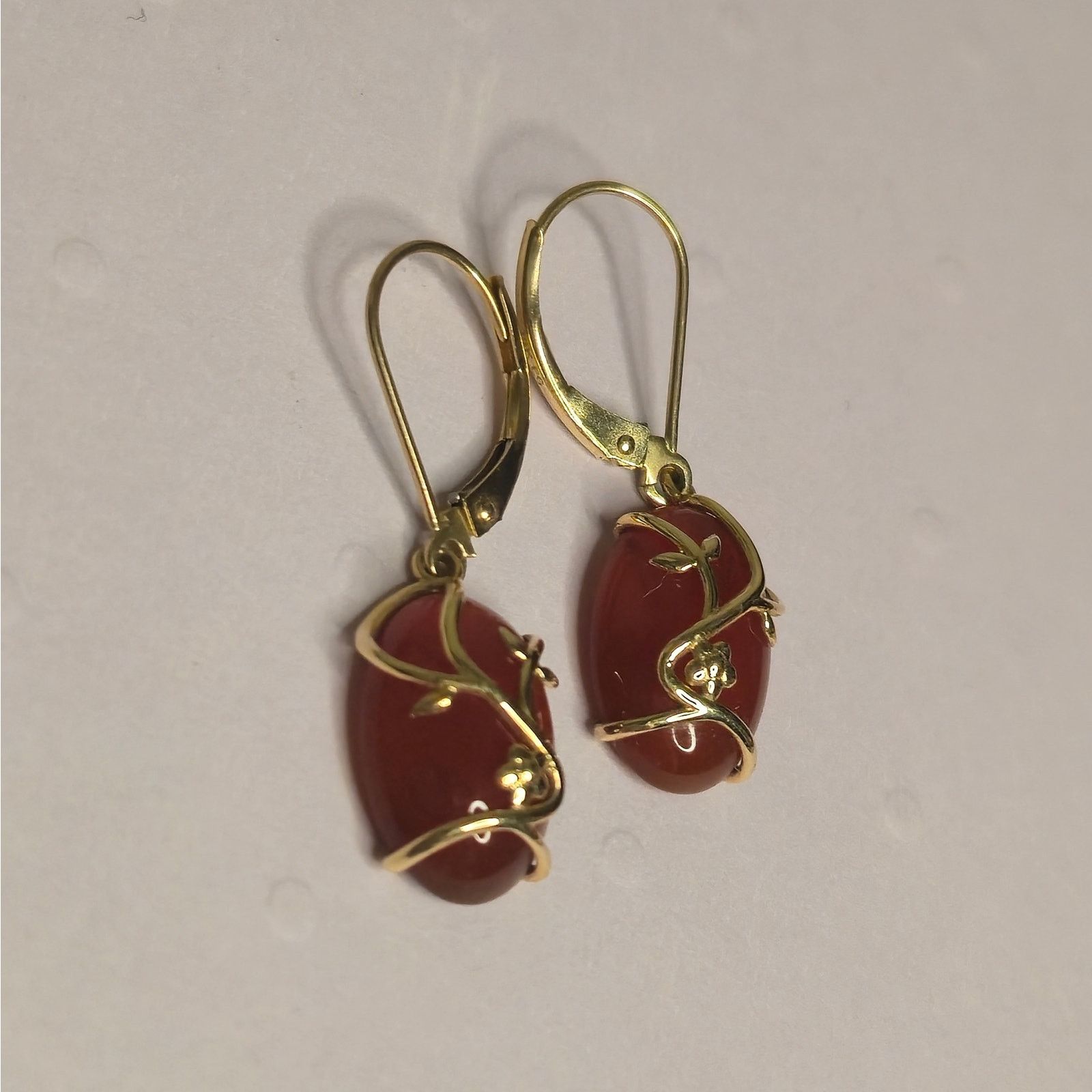 Vintage Vintage 14K Gold Carnelian Agate Dangle Earrings Statement Size ONE SIZE - 13 Thumbnail