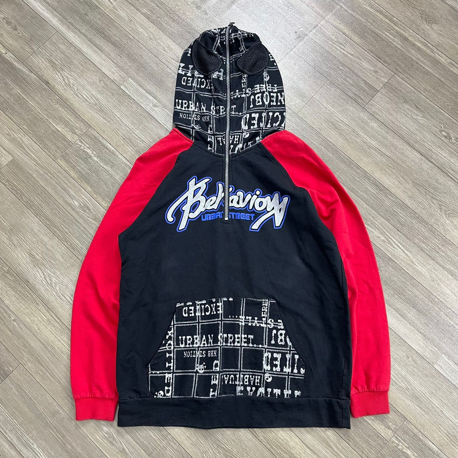 Japanese Brand 2000s Behaviour Urban Street Full Mask Half Zip Hoodie Y2K Size US M / EU 48-50 / 2 - 1 Thumbnail