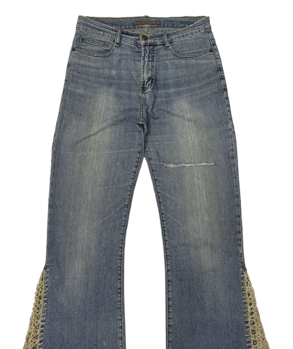 Designer Vintage Flared Jeans Toco Toco Crochet Bootcut Jeans Size US 27 - 7 Thumbnail