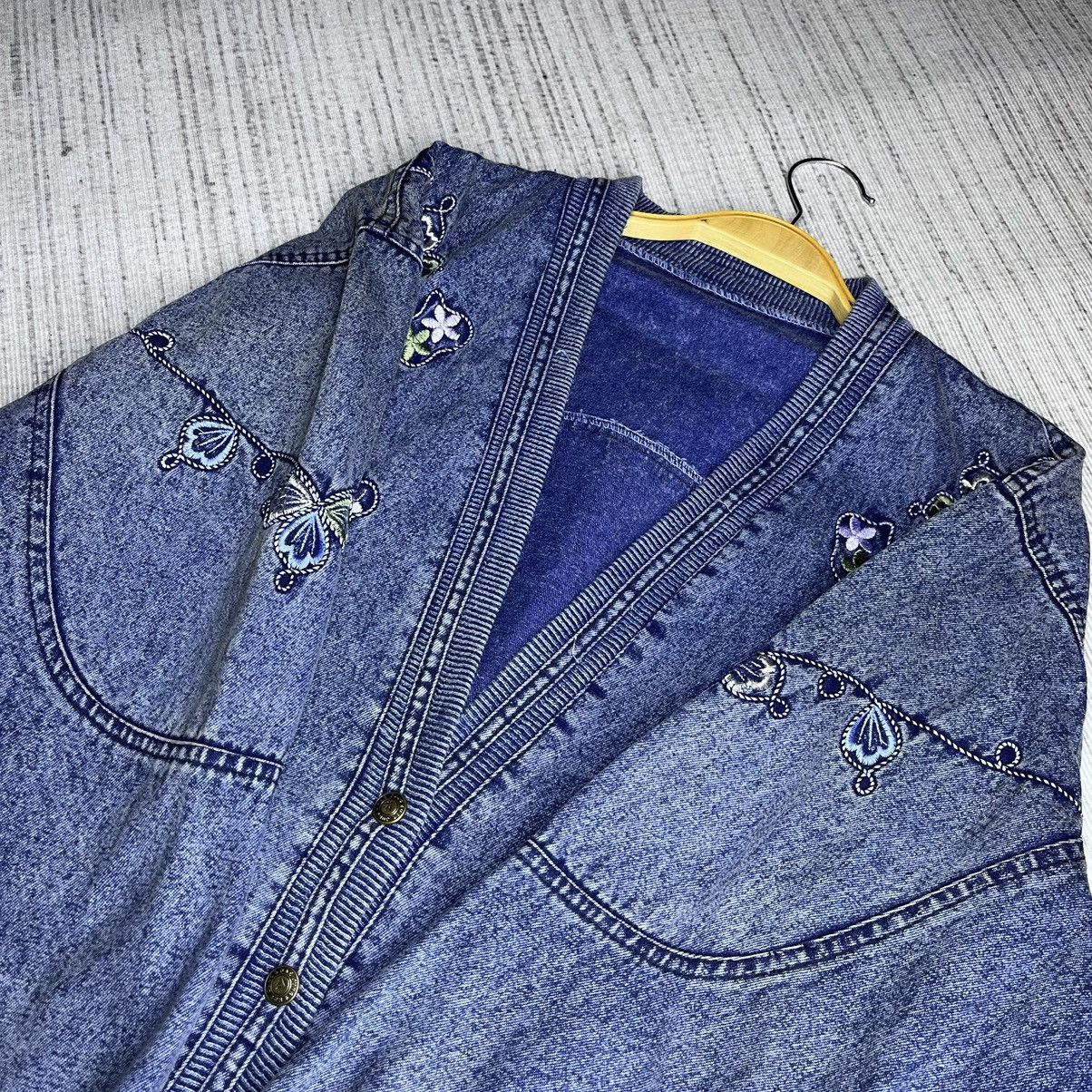 If Six Was Nine Japanese Brand Jean Danime Jacket Embroidery Floral Design Size US L / EU 52-54 / 3 - 9 Thumbnail