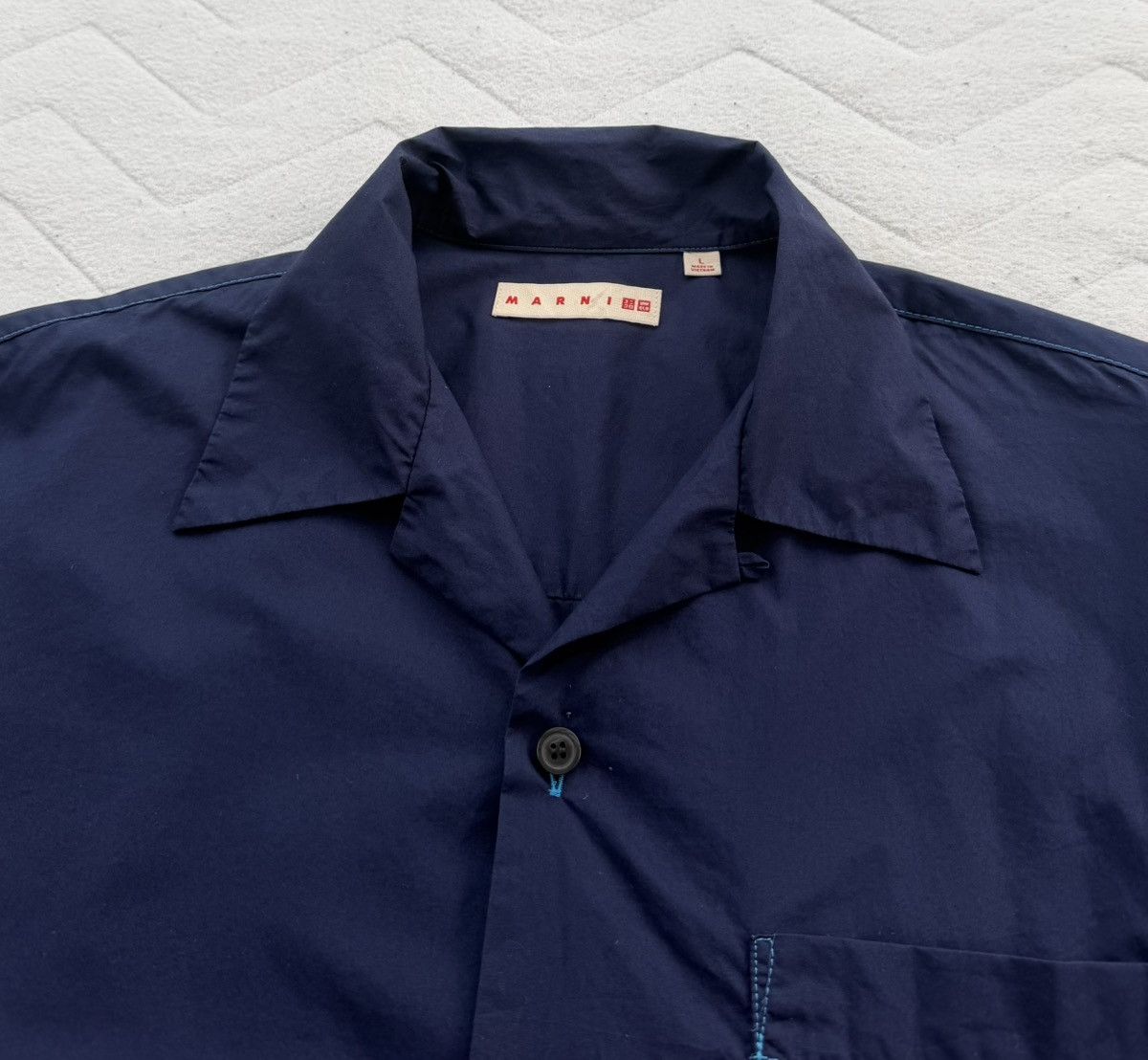 Marni Uniqlo x Marni Short Sleeve Shirt Navy Pocket Shirt Size US L / EU 52-54 / 3 - 6 Thumbnail