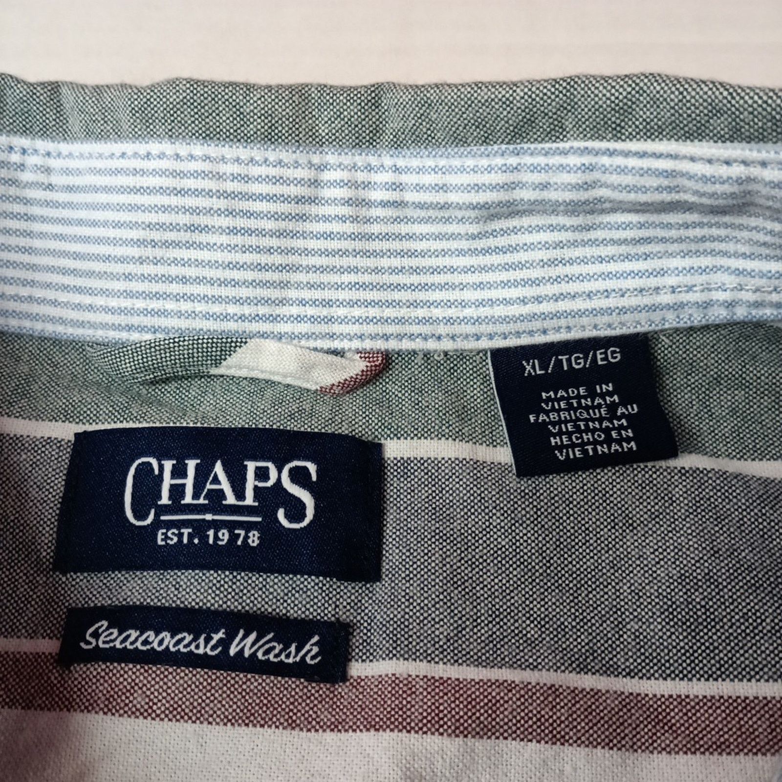 Chaps Chaps Seacoast Oxford Woven Shirt Men's XL Evergreen Striped Size US XL / EU 56 / 4 - 4 Thumbnail