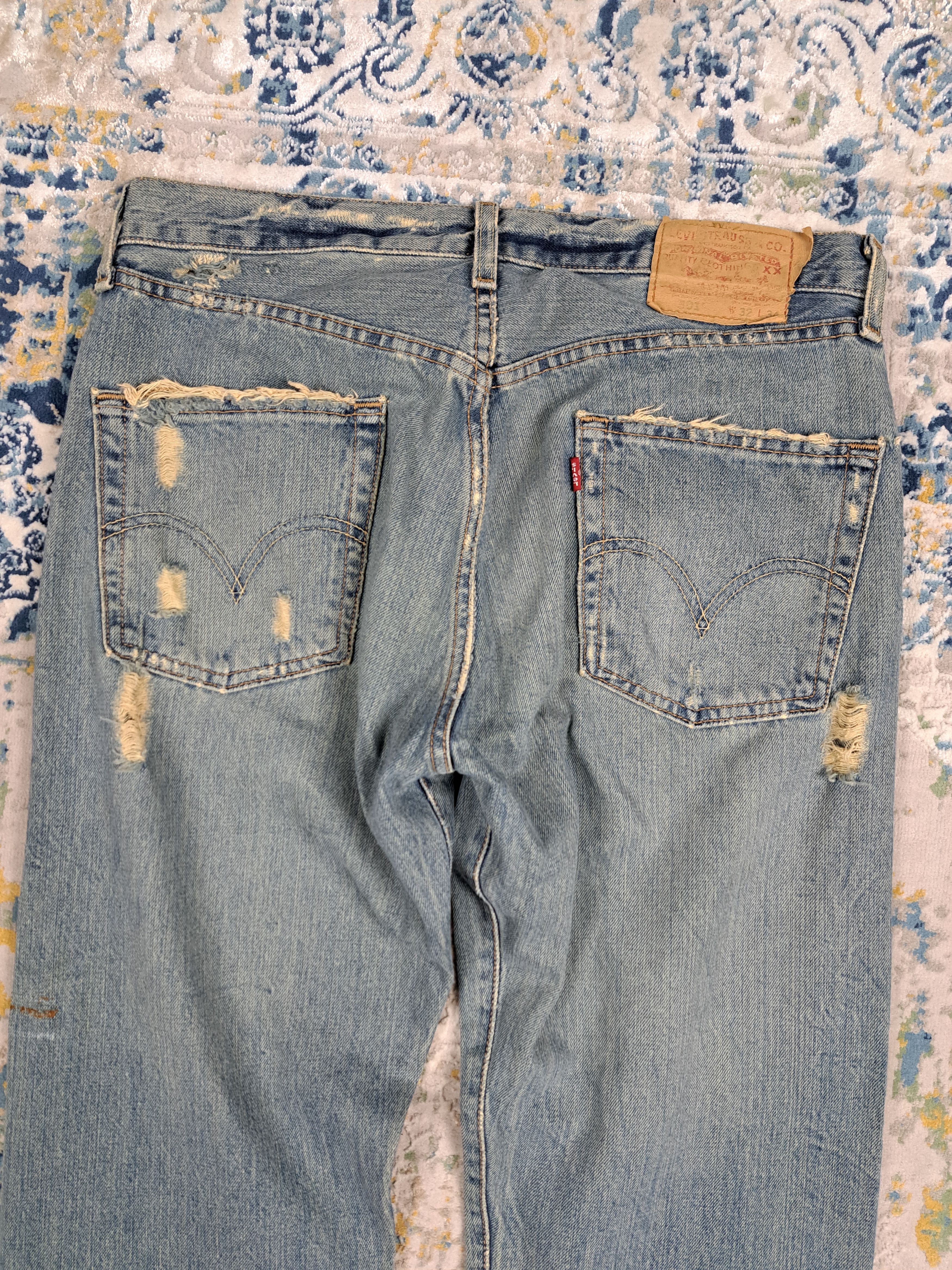 Levi's Vintage Levis 501 OG Miner's Distressed Denim Gold Button Size US 32 / EU 48 - 3 Thumbnail