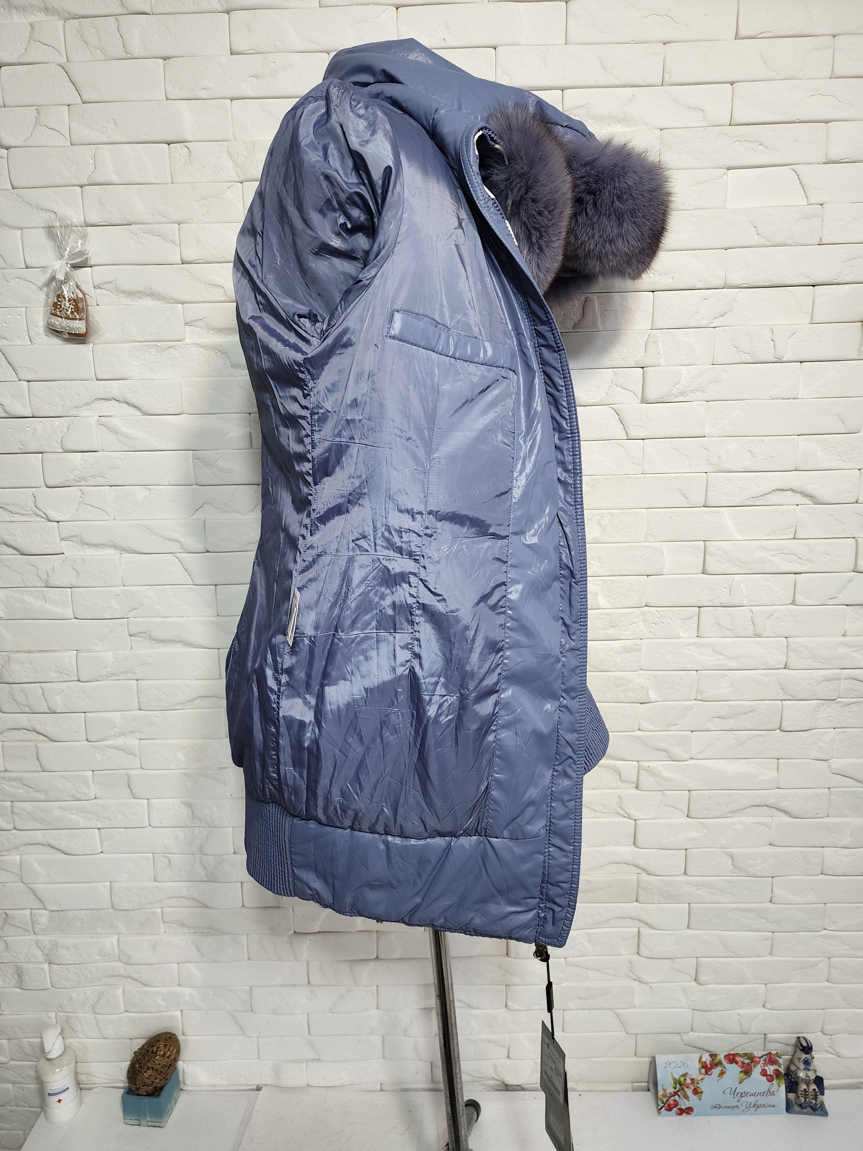 Uniqlo Blue Down Puffer Coat: Hooded Fur Trim Winter Jacket Size M / US 6-8 / IT 42-44 - 9 Thumbnail