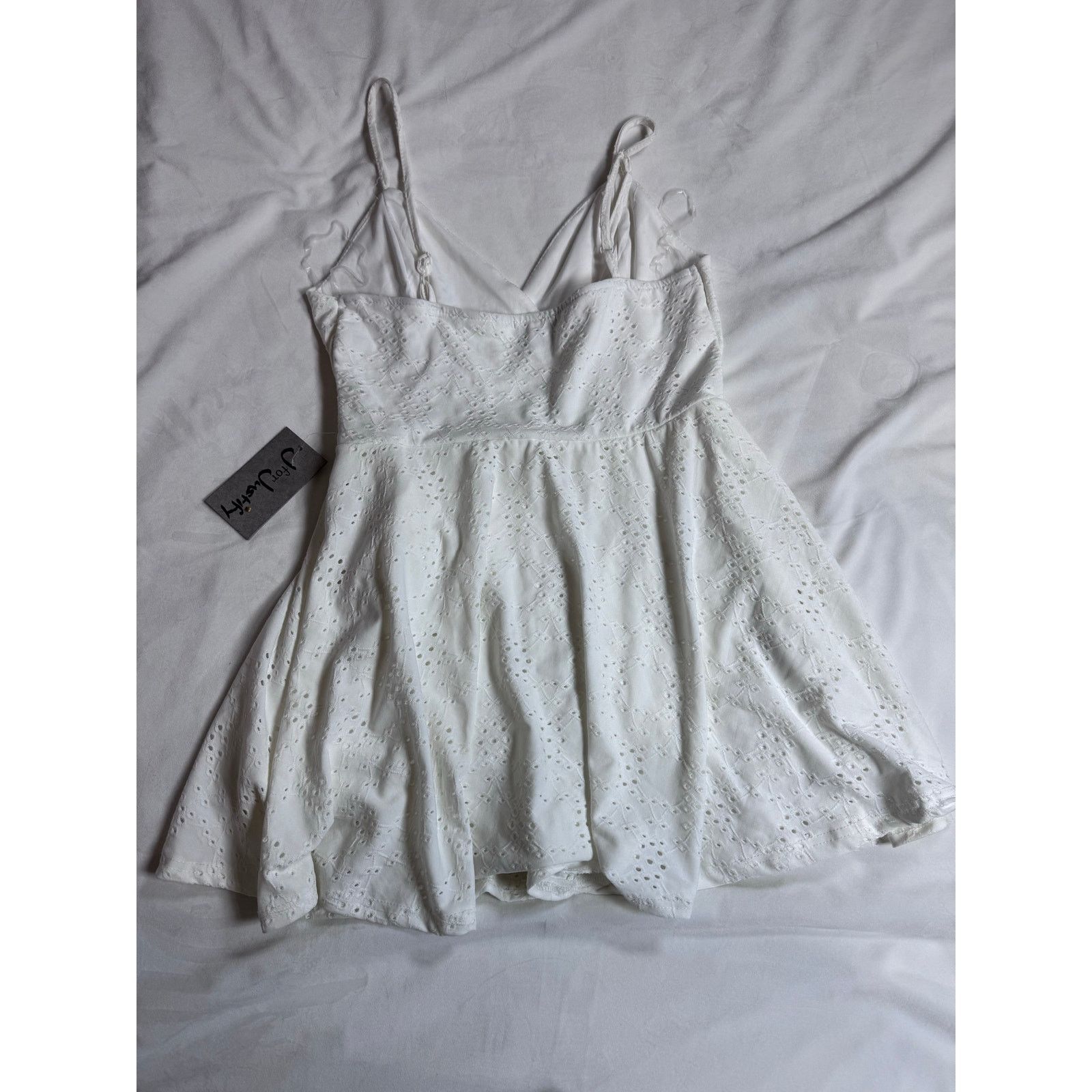 Other J for Justify White Deep Plunge Romper Sleeveless Skort Size L / US 10 / IT 46 - 2 Thumbnail