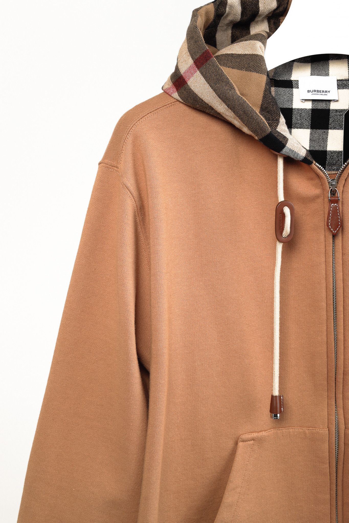 Burberry Burberry Melodie Camel Cotton Check-Hood Oversized Hoodie Size S / US 4 / IT 40 - 5 Thumbnail