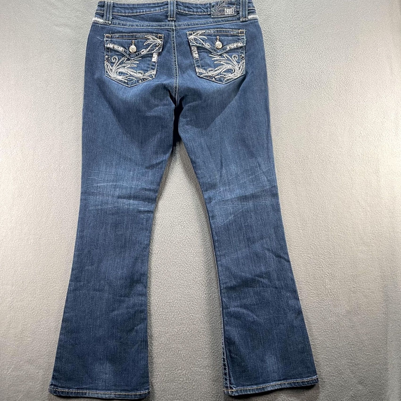 Vintage Cruel Girl Jeans Womens 13R Bianca Bootcut Stretch Embroidered Western Rodeo Denim Blue 32in Inseam Mid Rise Pockets Zipper Mens? Size 34" / US 12 / IT 48 - 2 Thumbnail