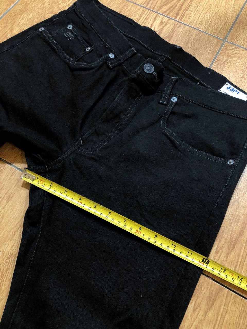 G-Star G-Star 3301 Slim Men's Jeans Stretch Button Fly Denim Black Size US 38 / EU 54 - 8 Thumbnail