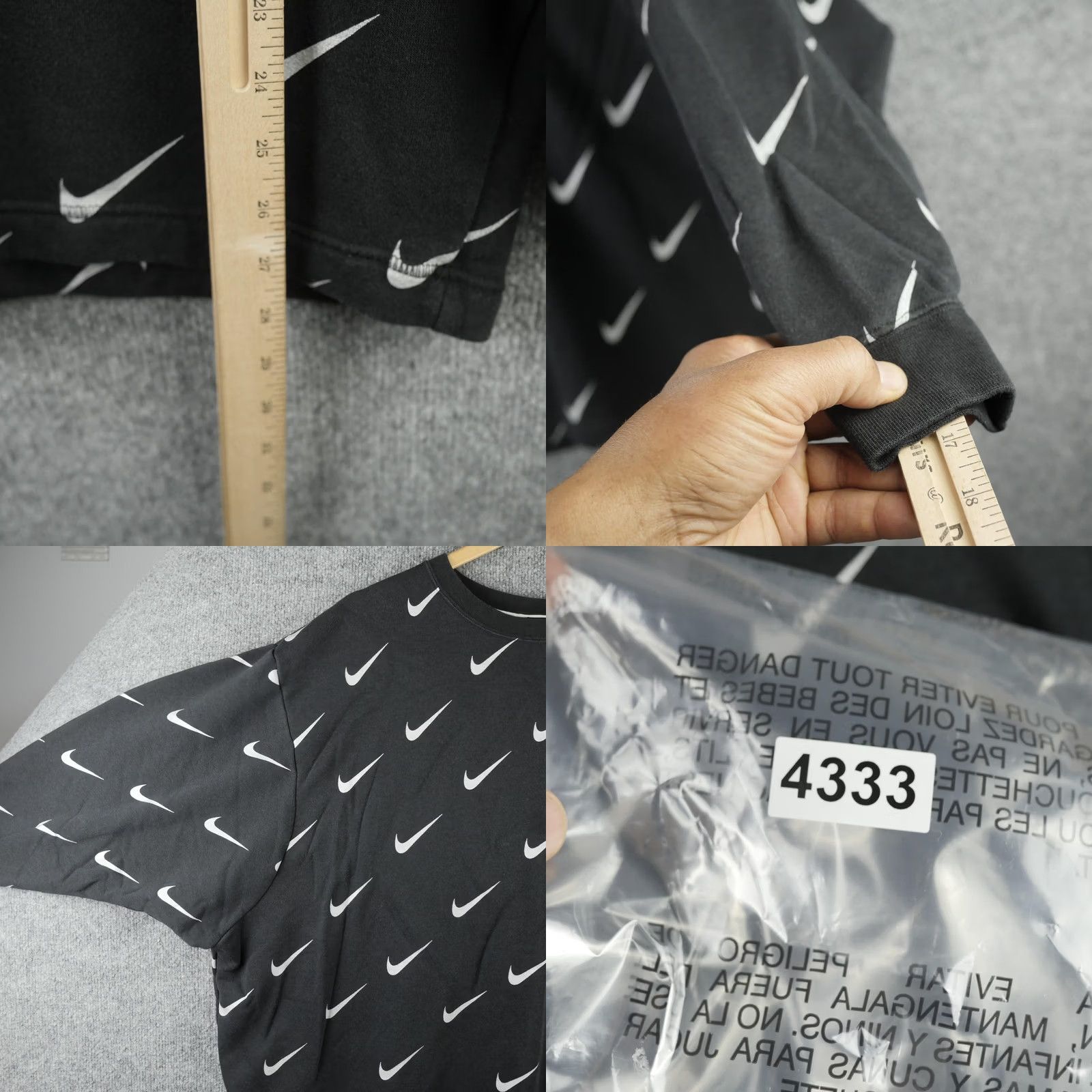 Nike Nike Sweatshirt Mens XL Black Swoosh Print Crewneck Pullover Fleece CJ5020-010 Size US XL / EU 56 / 4 - 8 Thumbnail