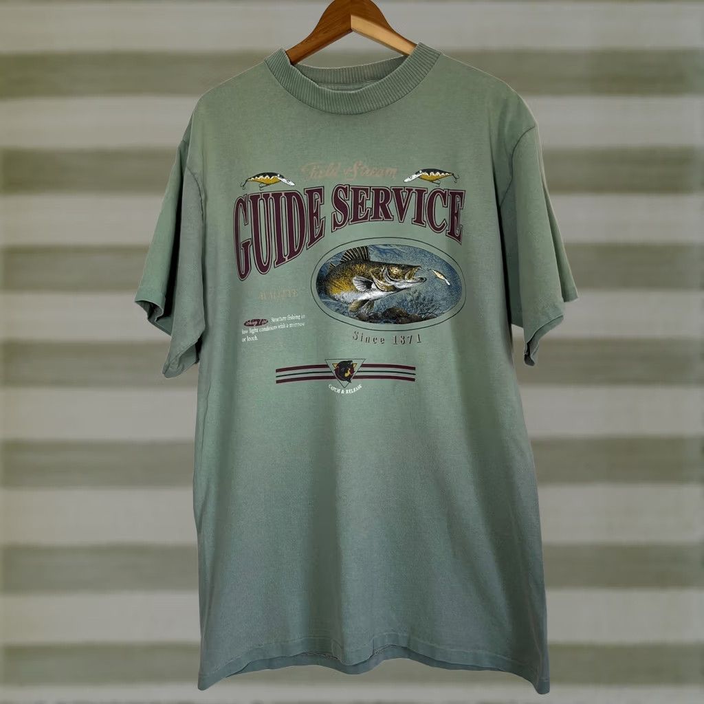Vintage VINTAGE Field & Stream T-Shirt Mens 90s Green Cotton Size L Made in USA Fish Theme Size US L / EU 52-54 / 3 - 1 Thumbnail
