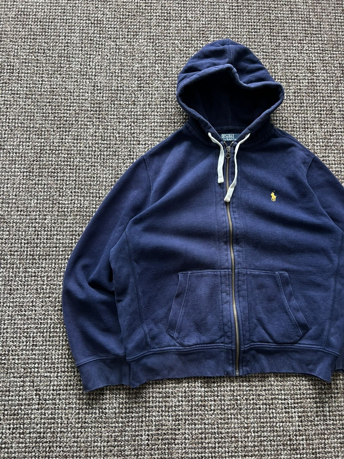 Vintage Polo Ralph Lauren Zip Up Hoodie Faded Blue Sweatshirts Hoodies